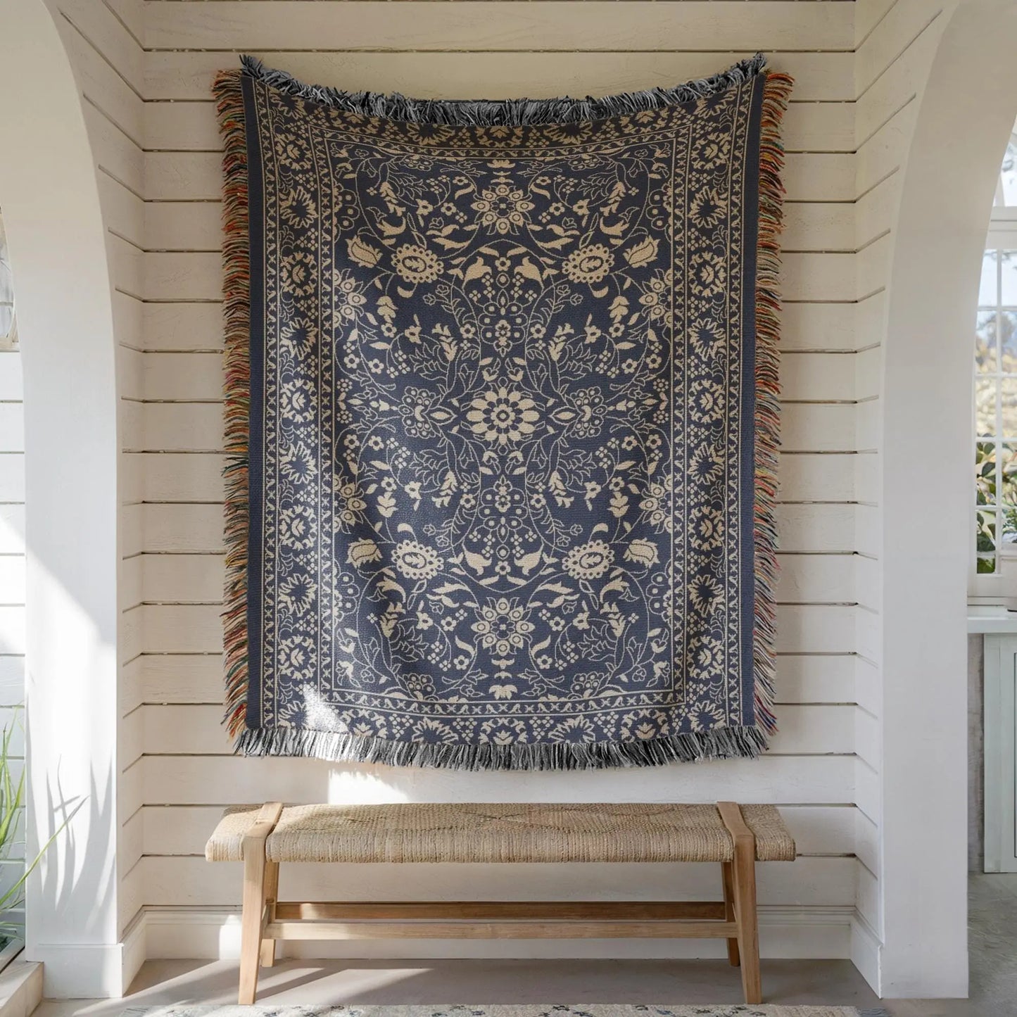 Persian Rug Pillow Blanket – Cotton Throw Blanket with Boho Living Room Decor