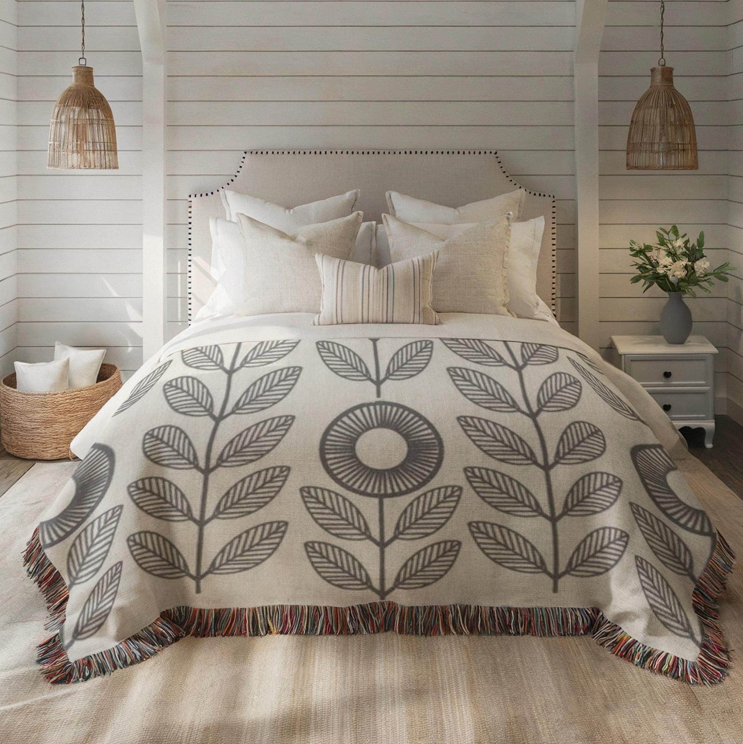 Modern Geometric Throw Blanket Set with Accent Pillows - timelessbohochic.com