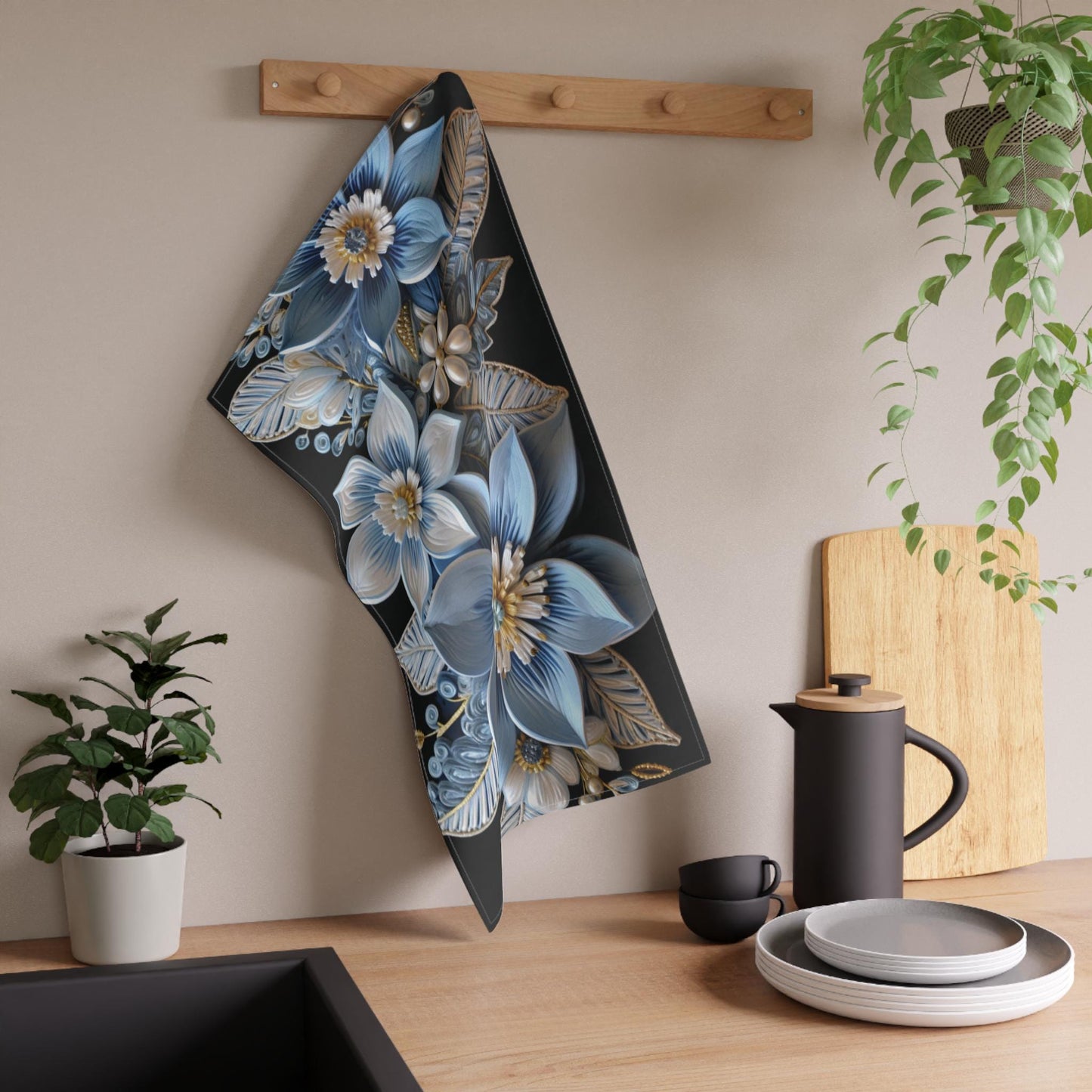 Poinsettia Tea Towel – Elegant Holiday Kitchen Linen | Festive Floral Accent Gift