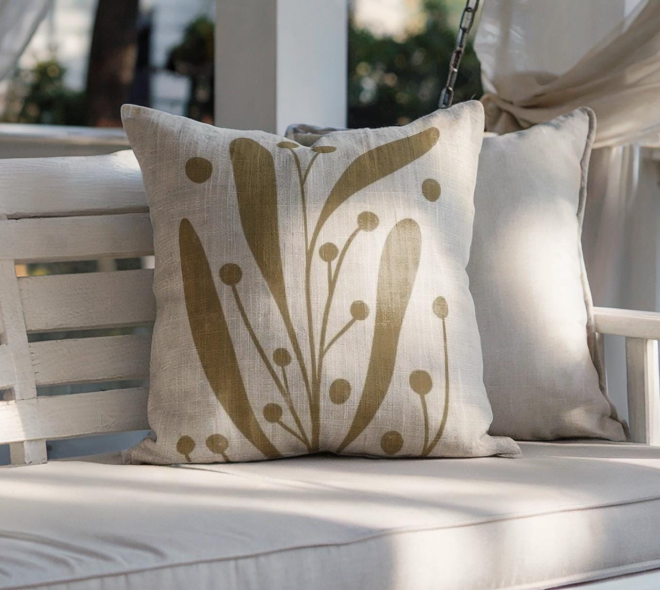 Linden Leaf Woven Pillow - Mid Century Modern Throw | Textured Cushion, Boho Chic Decor
