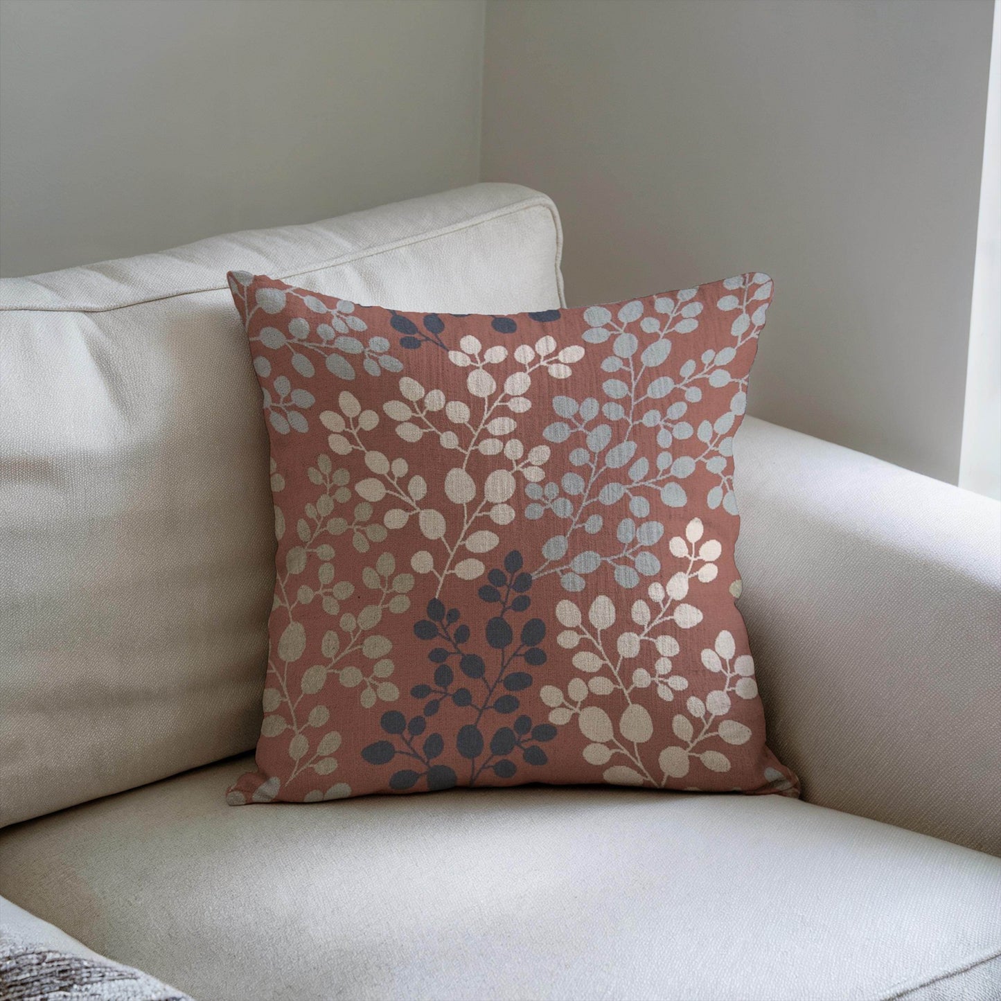 Japanese Throw Pillow - Woven Decorative Cushion With Floral Pattern Home Decor - timelessbohochic.com