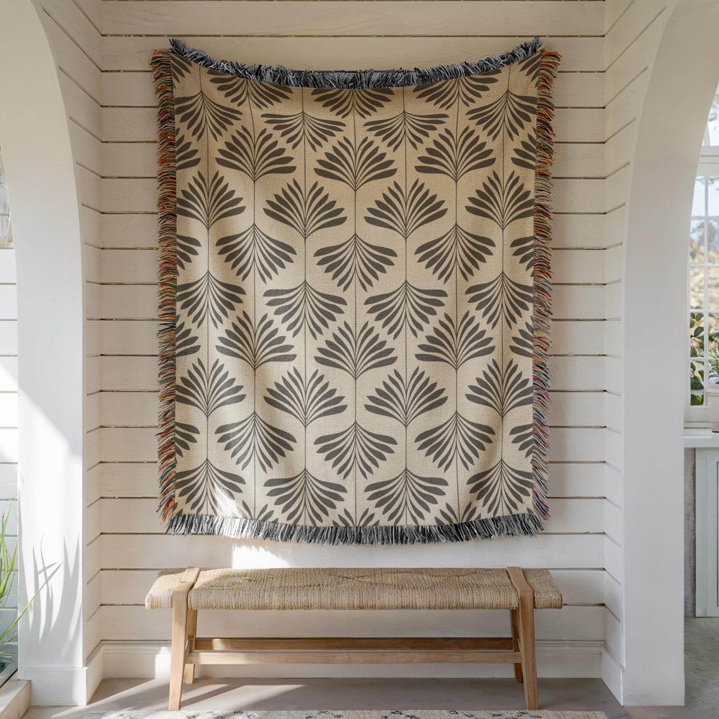 Cotton Throw Blanket – Woven Tapestry With Fringed Edge | Soft Sofa Cover, Neutral Home Accent - timelessbohochic.com