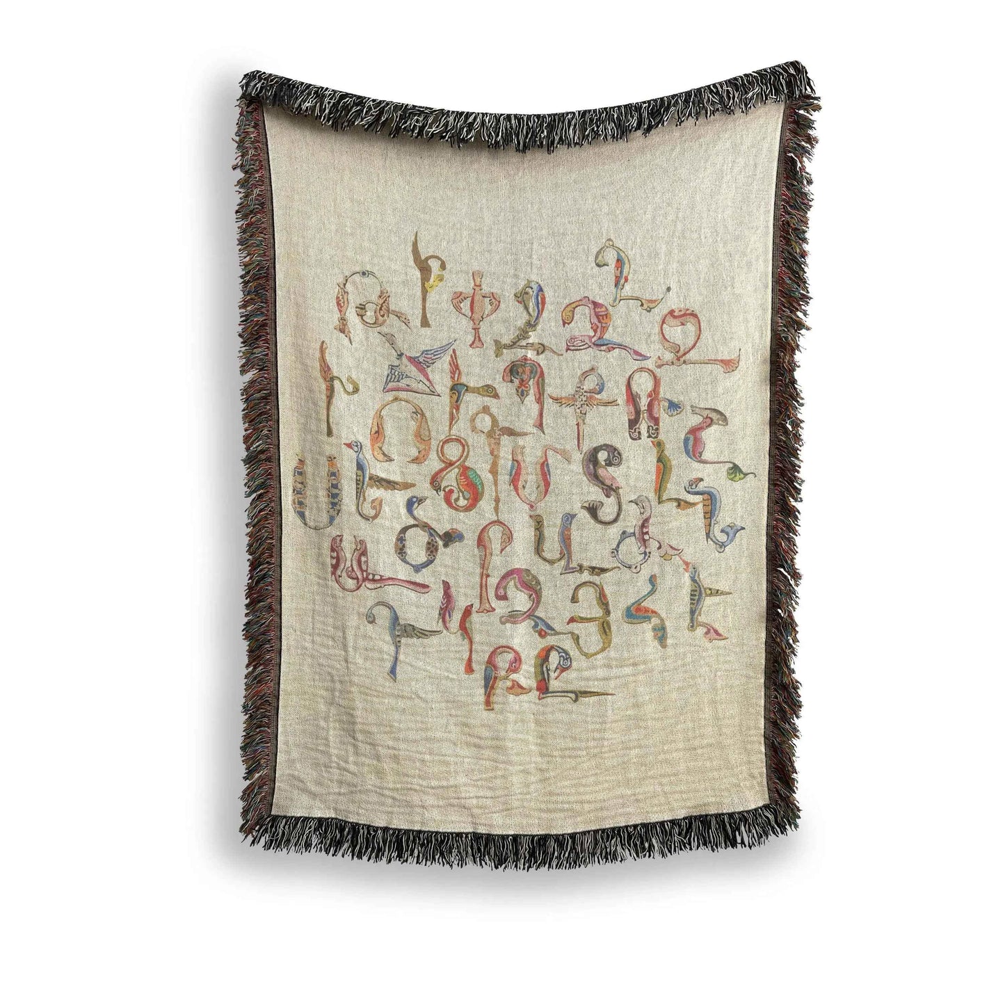Armenian Heritage Blanket - Cozy Woven Cotton Throw Featuring Haykakan Bird Design - timelessbohochic.com
