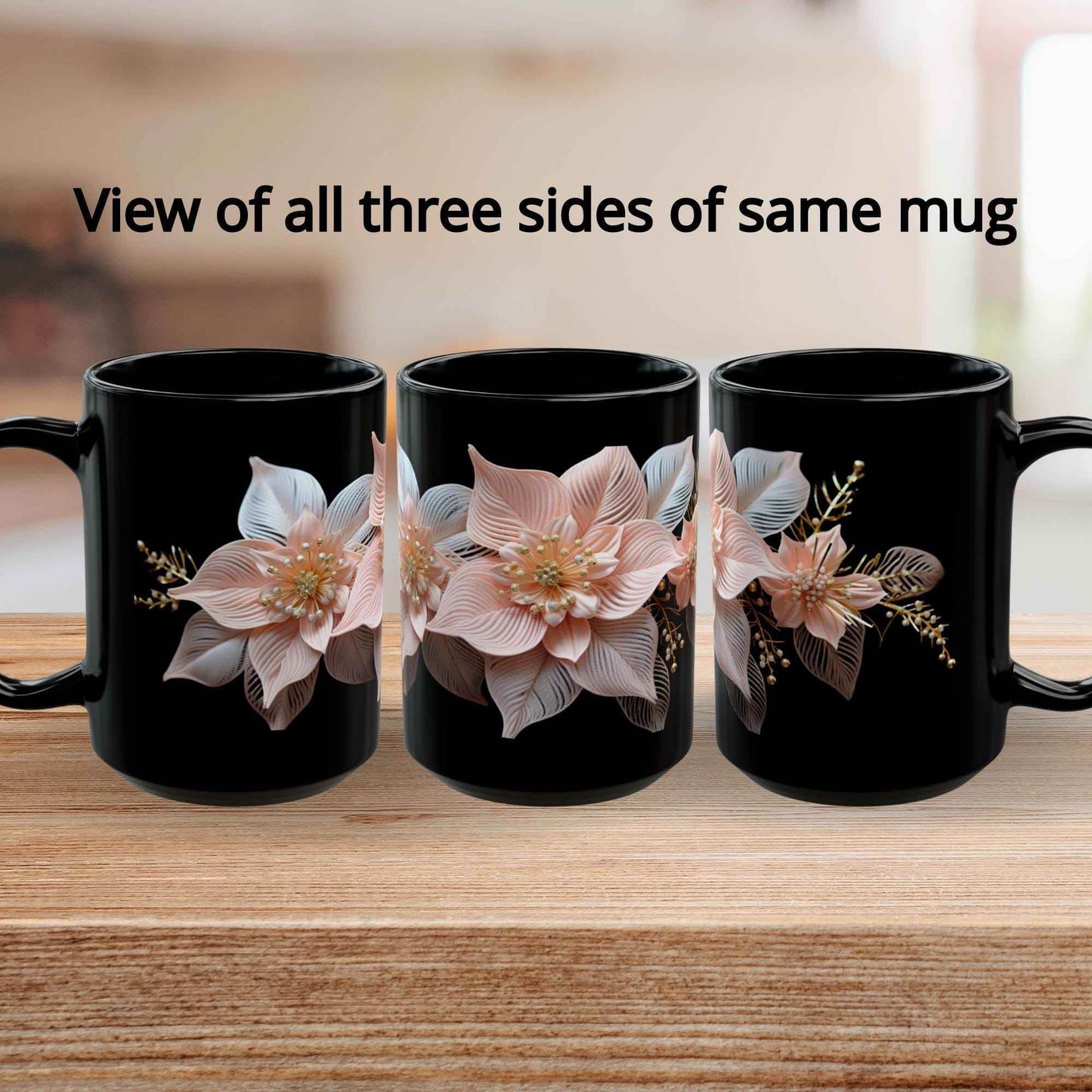 Festive Pink Poinsettia Mug – Ceramic Holiday Coffee Cup for Cozy Winter Drinks - timelessbohochic.com