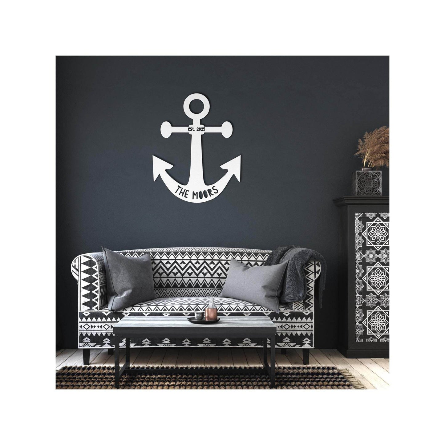 Nautical Anchor Sign - Custom Metal Door Sign | Coastal Wall Decor Plaque - timelessbohochic.com
