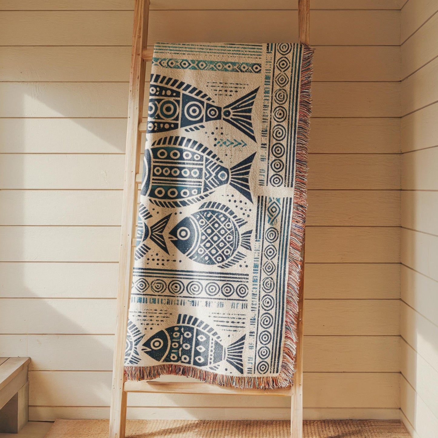 School Of Fish Tapestry – Ethnic Cotton Throw Blanket | Nautical Home Decor