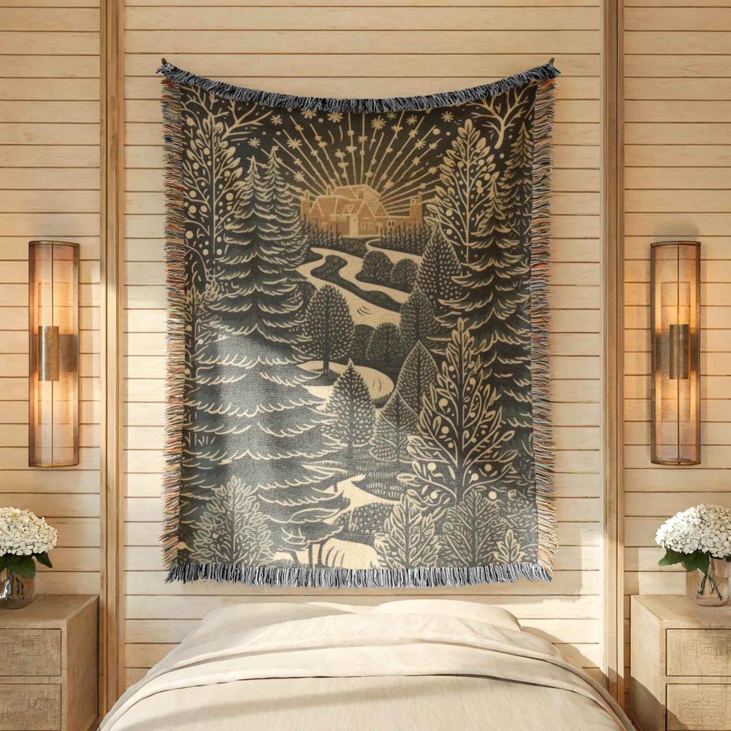 Holiday Woven Blanket – Cozy Cabin Blanket with Christmas Tree Throw, 3 Sizes - timelessbohochic.com