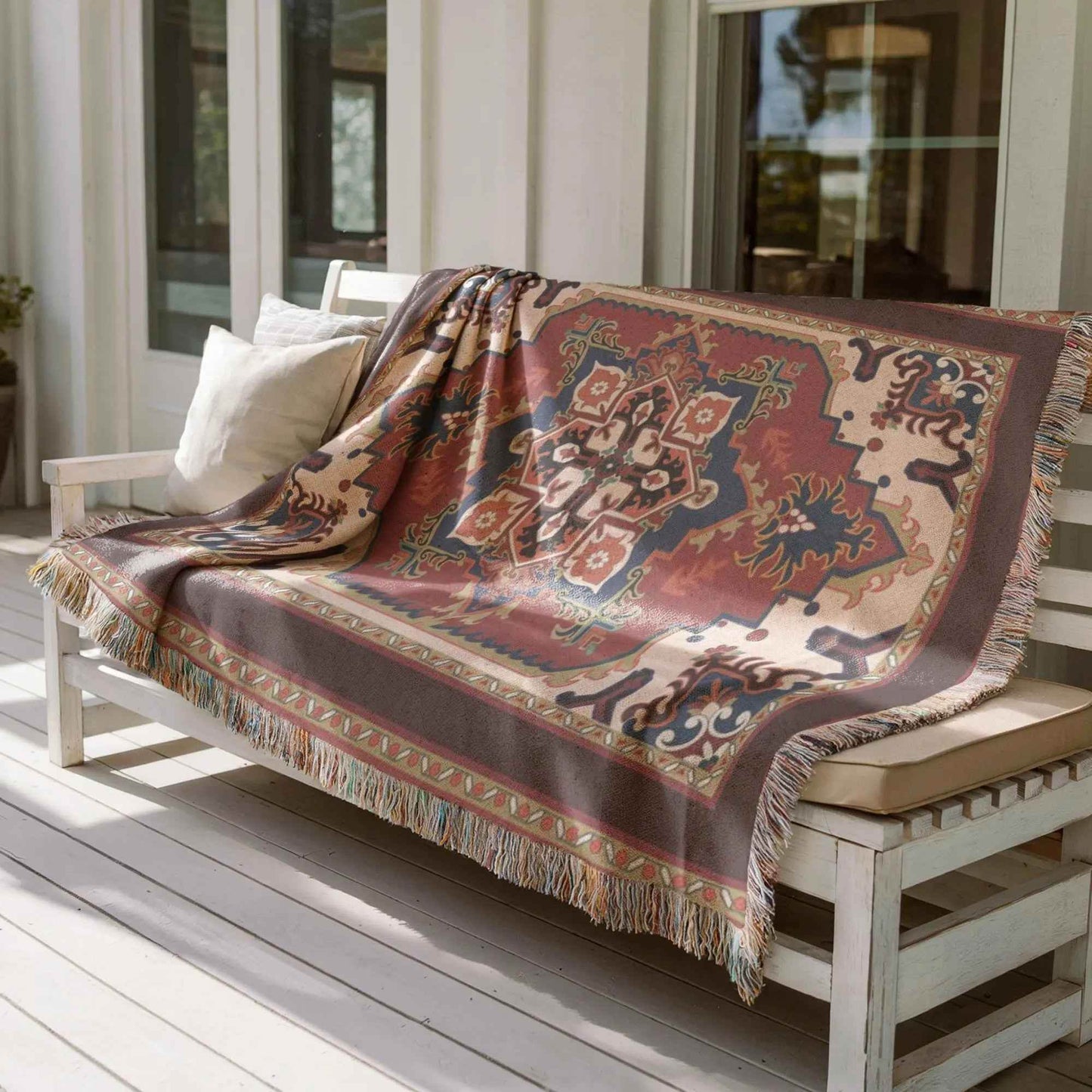 Persian Rug Wall Hanging - Bohemian Wall Decor With Woven Cotton Art Accent - timelessbohochic.com
