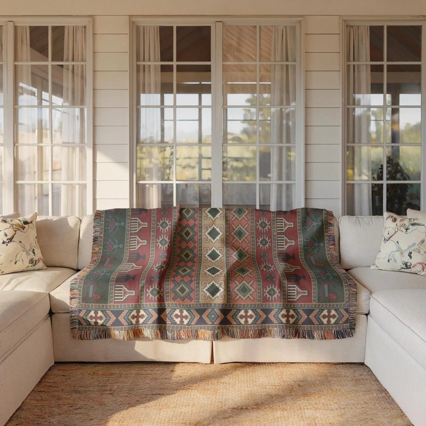 Kilim Anatolian Wall Hanging - Turkish Bohemian Tapestry | Soft Cotton Throw