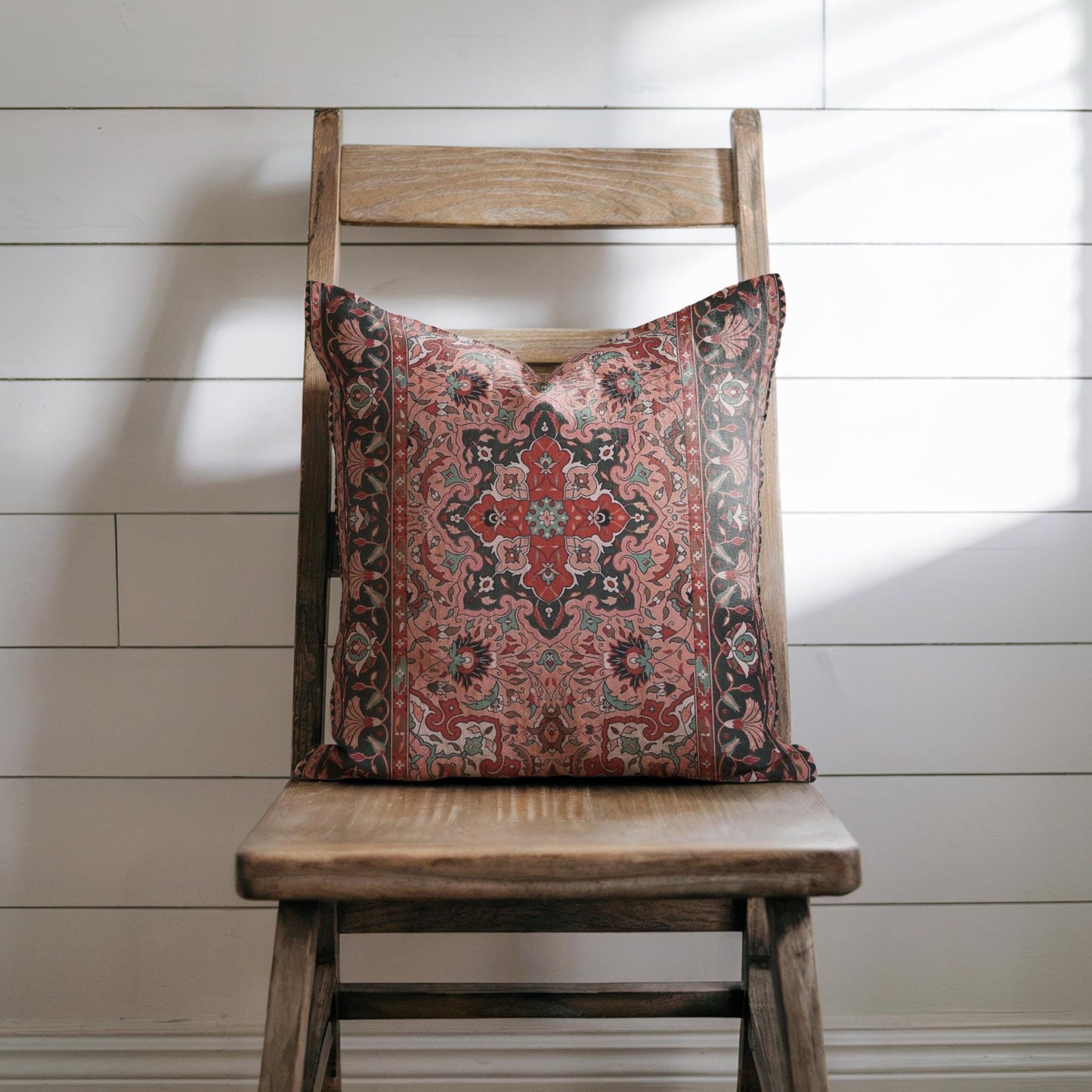 Woven Pillow - Bohemian Cushion with Turkish Rug Design & Anatolian Carpet Pattern