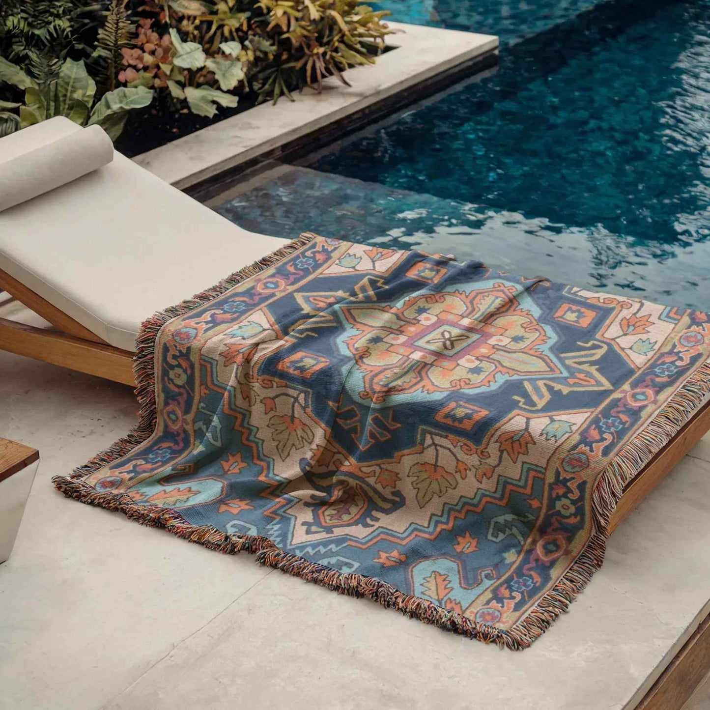 Bohemian Woven Blanket – Persian Rug Throw | Boho Tapestry Travel Throw - timelessbohochic.com