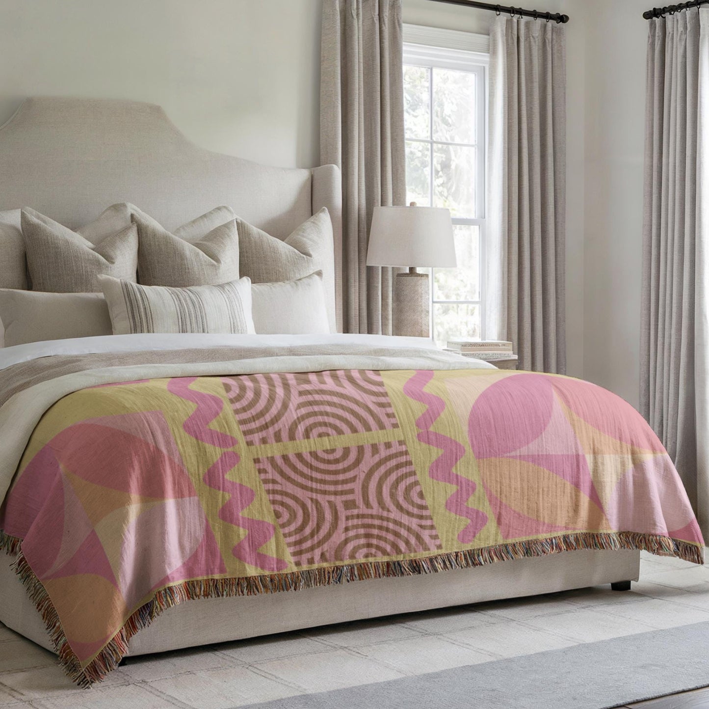 Midcentury Modern Throw Blanket – Color Block Blanket | Abstract Sofa Cover