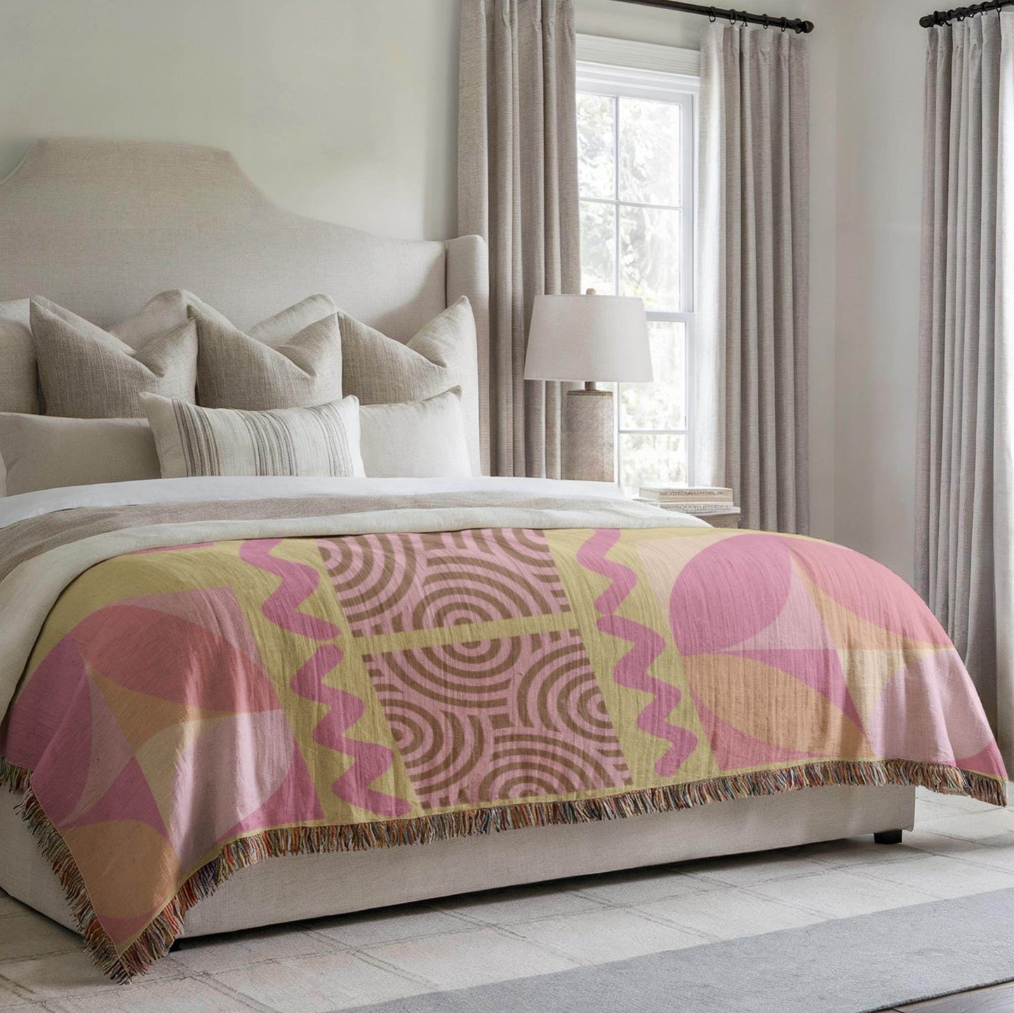 Midcentury Modern Throw Blanket – Color Block Blanket | Abstract Sofa Cover - timelessbohochic.com
