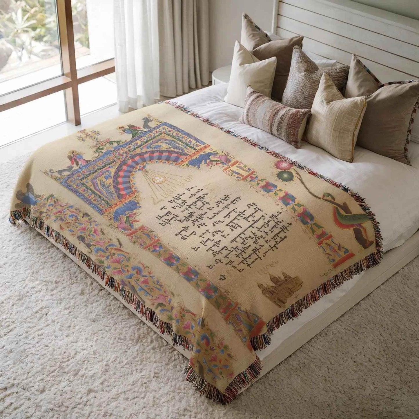 Armenian Prayer Blanket – Woven Cotton Blanket | Hayr Mer Prayer Throw | Spiritual Home Gift - timelessbohochic.com