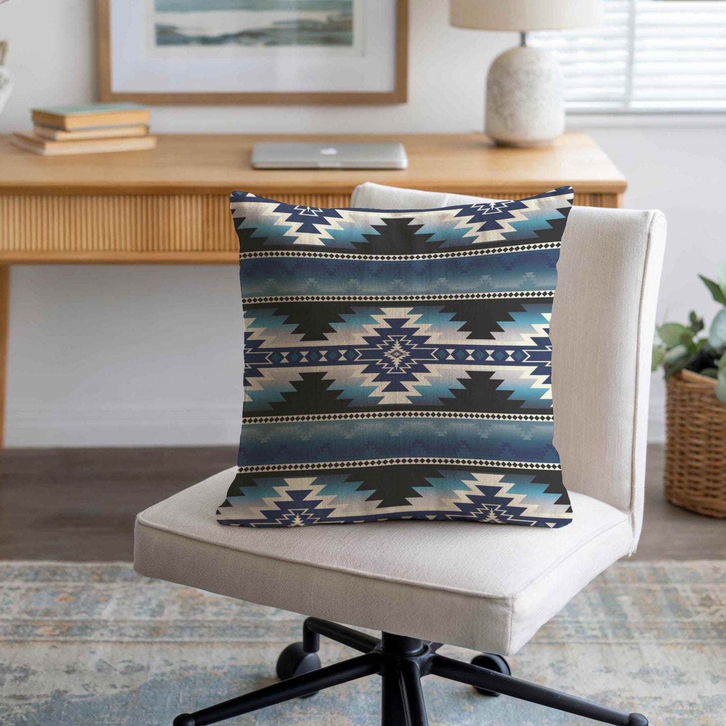 Navajo Cotton Throw Pillow - Rustic Boho Pillow Cover with Colorful Fringed Edges - timelessbohochic.com
