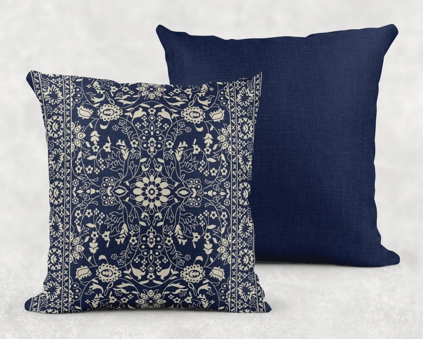 Persian Rug Pillow - Woven Throw Pillow With Floral Blue Pattern | Boho Accent Cushion
