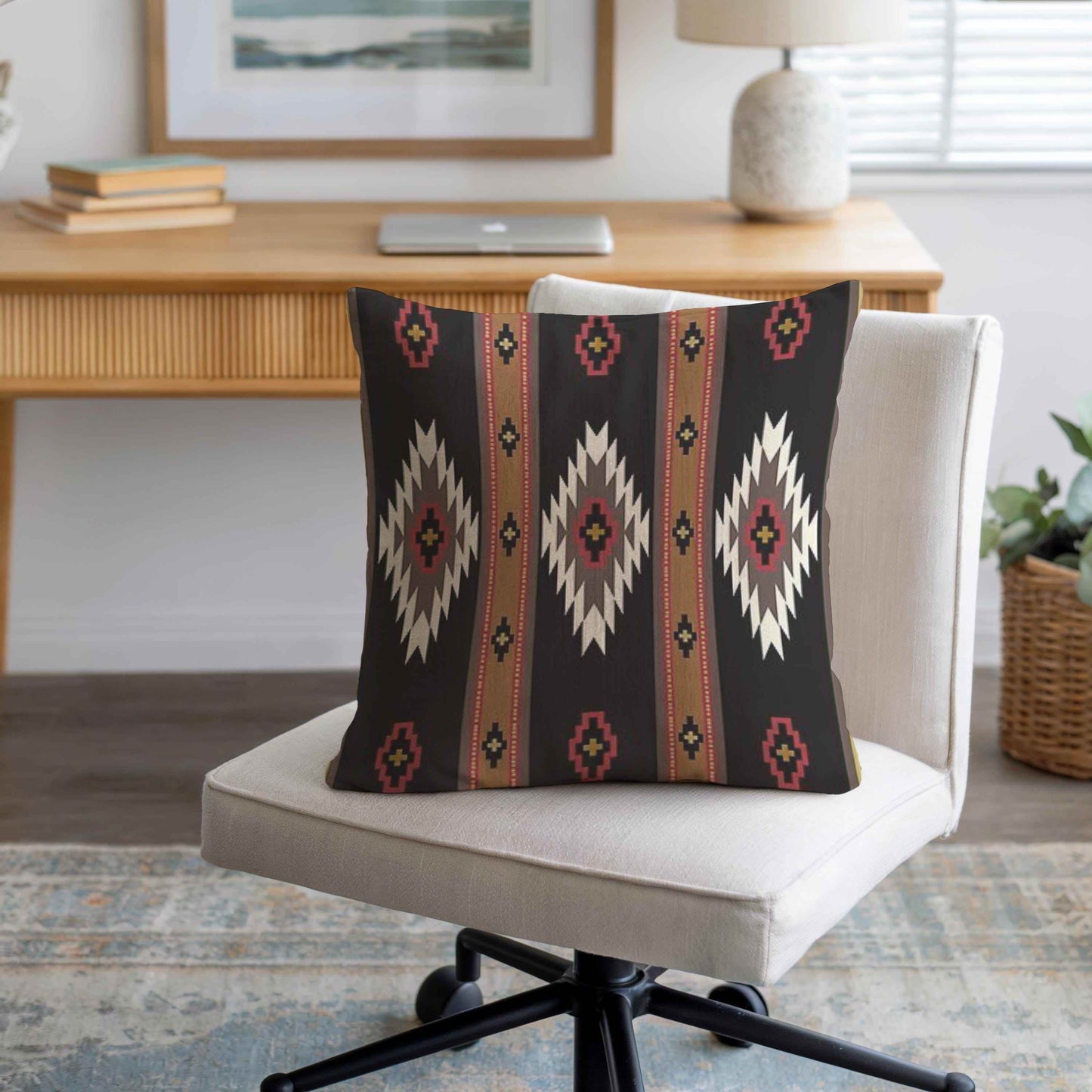 Boho Navajo Throw Pillow - Colorful Ikat Pattern Decorative Couch Pillow - timelessbohochic.com