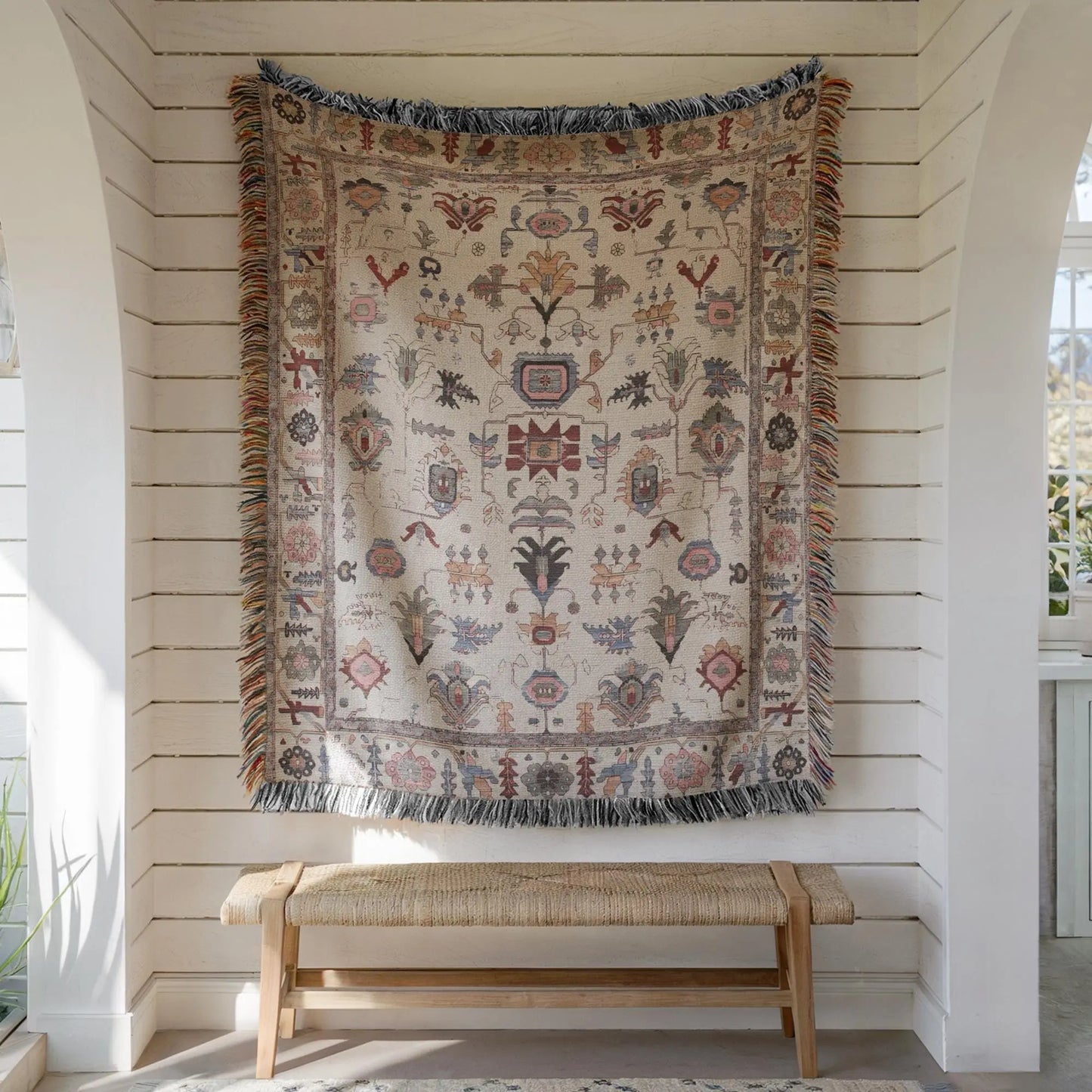 Turkish Rug Tapestry – Anatolian Wall Hanging | Bohemian Wall Decor, Cozy Cotton Blanket