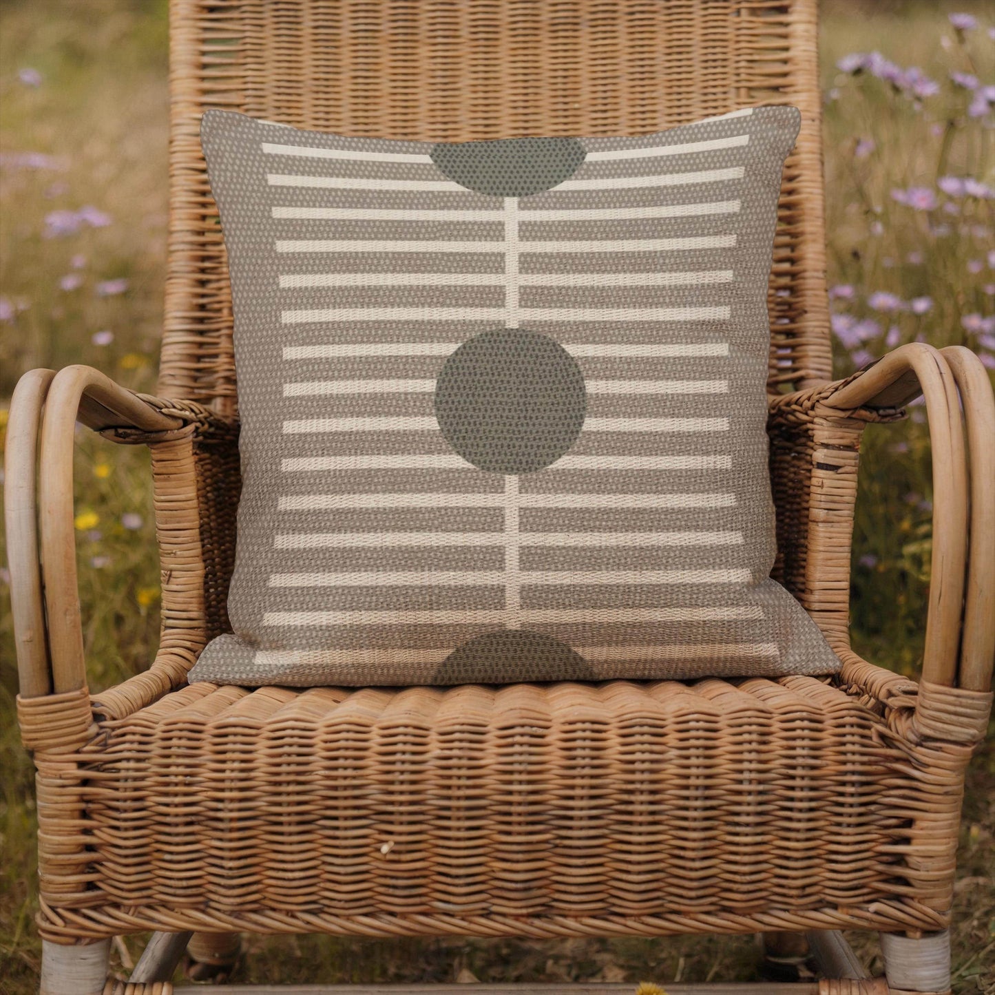 Woven Throw Cushion - Geometric Decor Cream Green Pillow | Modern Home Accent - timelessbohochic.com