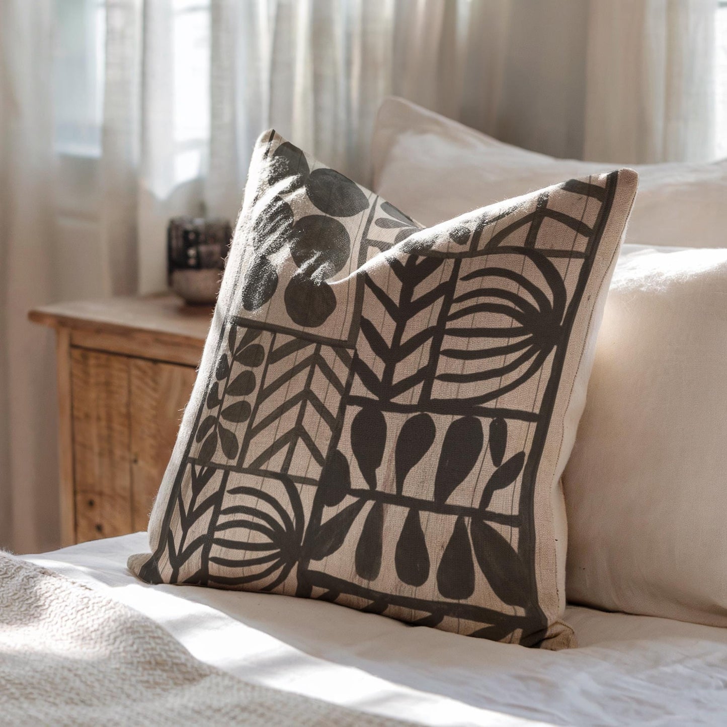 Geometric Throw Pillow - Black White Pillow | Modern Decorative Cushion, Minimalist Home Decor