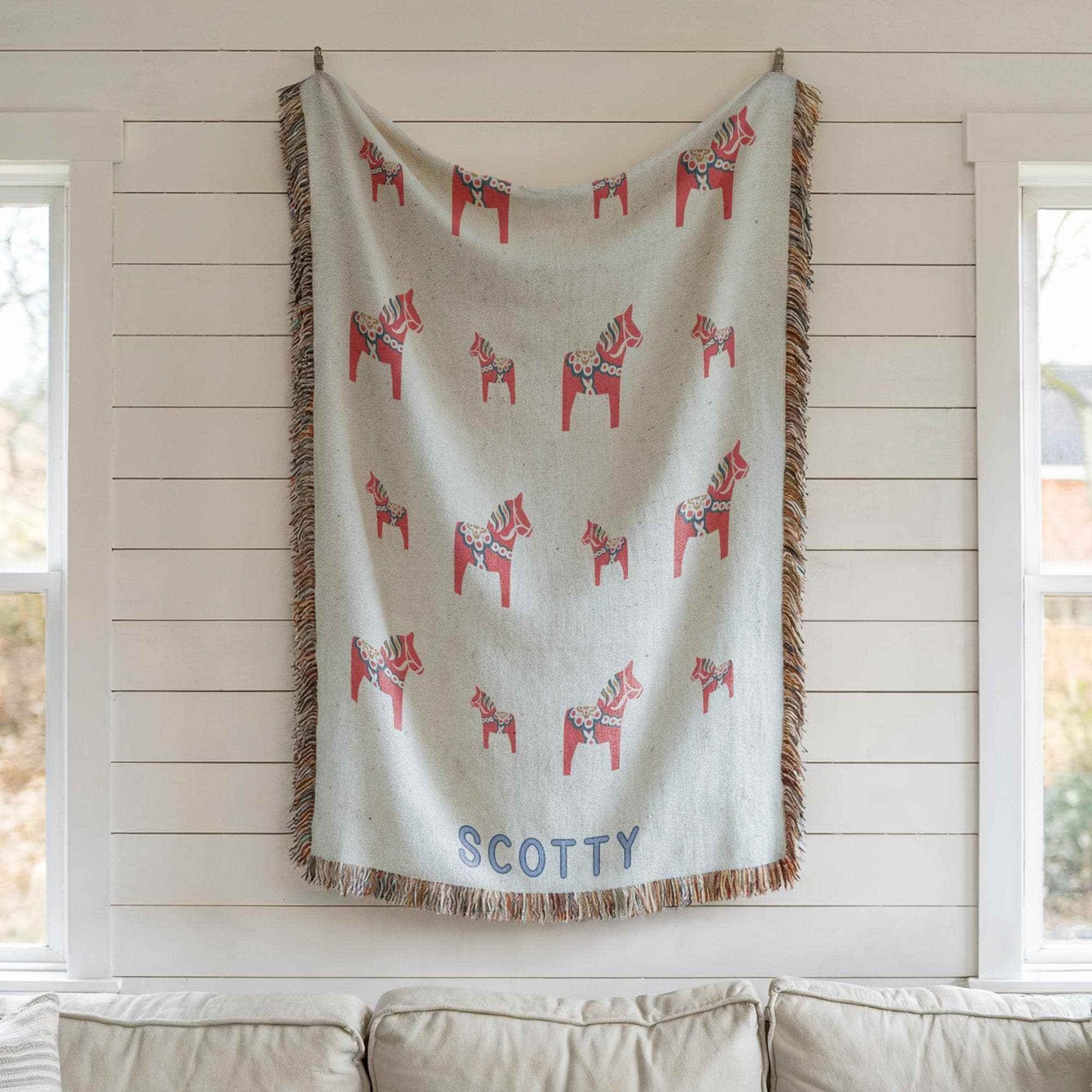 Personalized Baby Blanket - Custom Name Cotton Throw | Scandinavian Nursery Decor - timelessbohochic.com