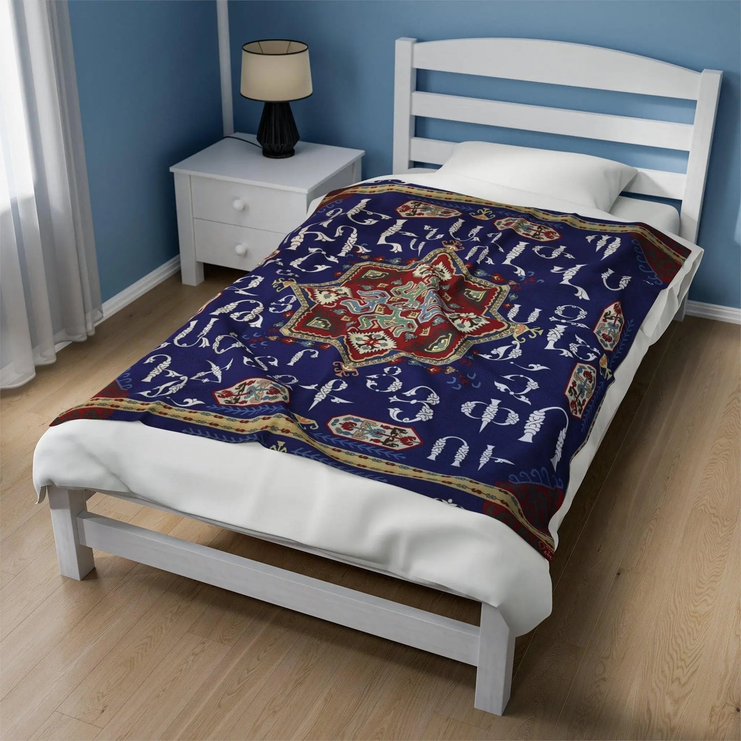 Armenian Plush Blanket – Personalized Velveteen Throw With Armenian Alphabet Design