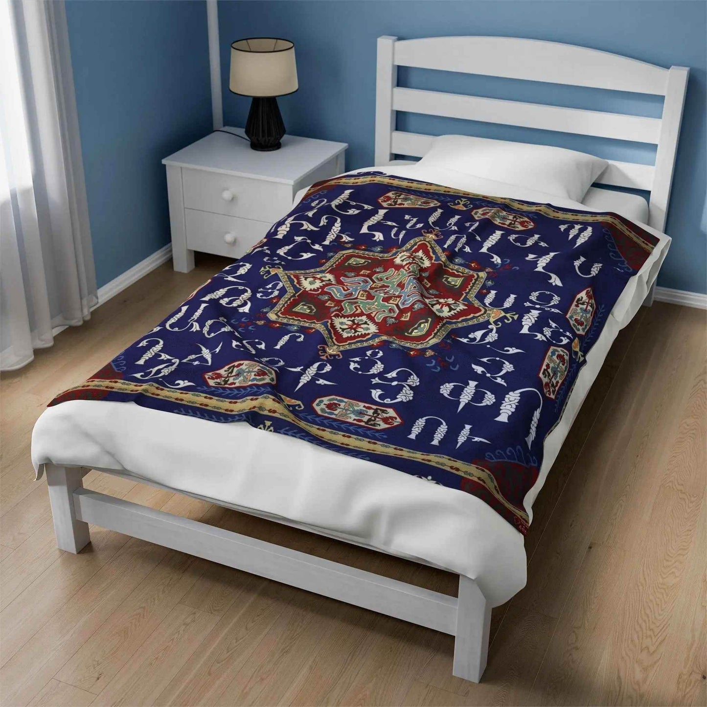 Armenian Alphabet Plush Blanket – Personalized Velveteen Throw with Armenian Design - timelessbohochic.com