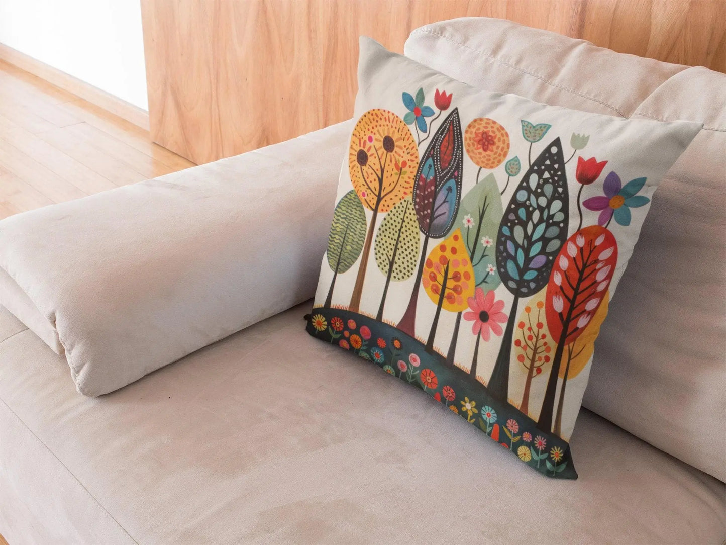 Nordic Forest Pillow Sham Lagom Tree Design Scandi Woodland Art Eco-Friendly Home Decor Mysa Pattern Nature Lover Gift Hygge Bedstemor Gift