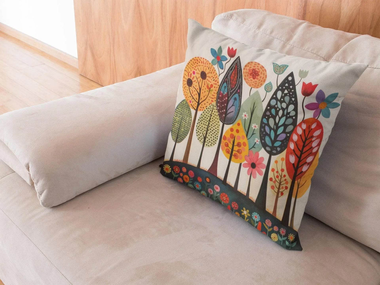 Nordic Forest Pillow Sham Lagom Tree Design Scandi Woodland Art Eco-Friendly Home Decor Mysa Pattern Nature Lover Gift Hygge Bedstemor Gift - timelessbohochic.com