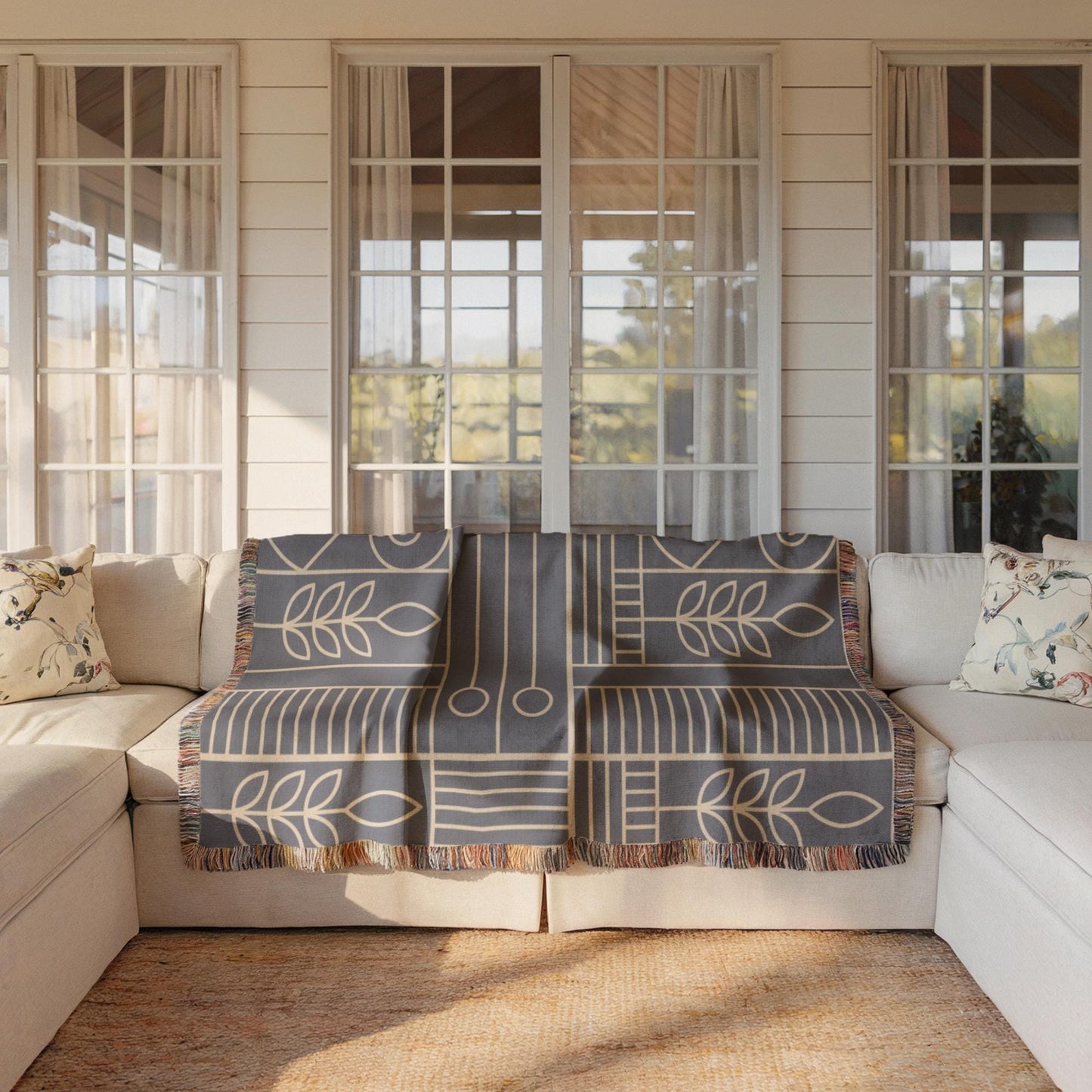 Woven Tapestry Blanket – Modern Throw Blanket with Geometric Pattern, Cozy Home Decor