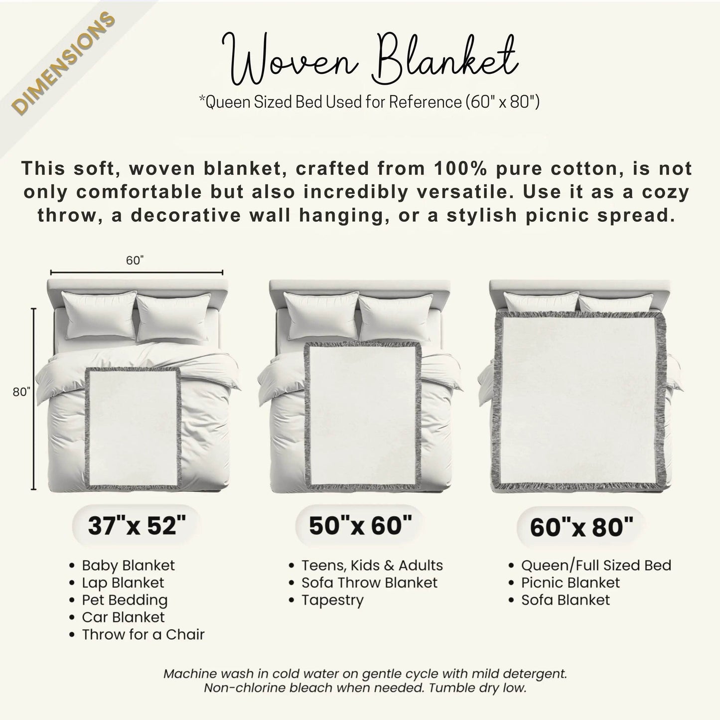 Dala Reindeer Blanket – Scandinavian Throw Woven Cotton Blanket for Cozy Nordic Bedspread - timelessbohochic.com