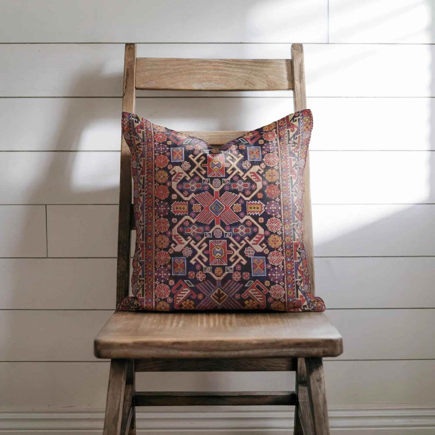 Woven Pillow | Boho Cushion with Turkish Rug Pattern - Accent Throw Pillow - timelessbohochic.com