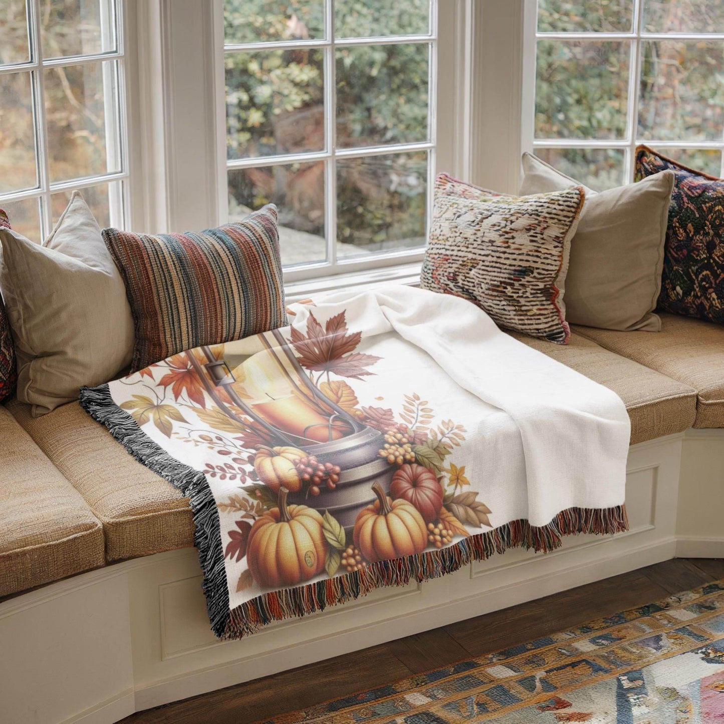 Fall Decor Throw - Cozy Autumn Blanket With Pumpkin & Rustic Farmhouse Style - timelessbohochic.com