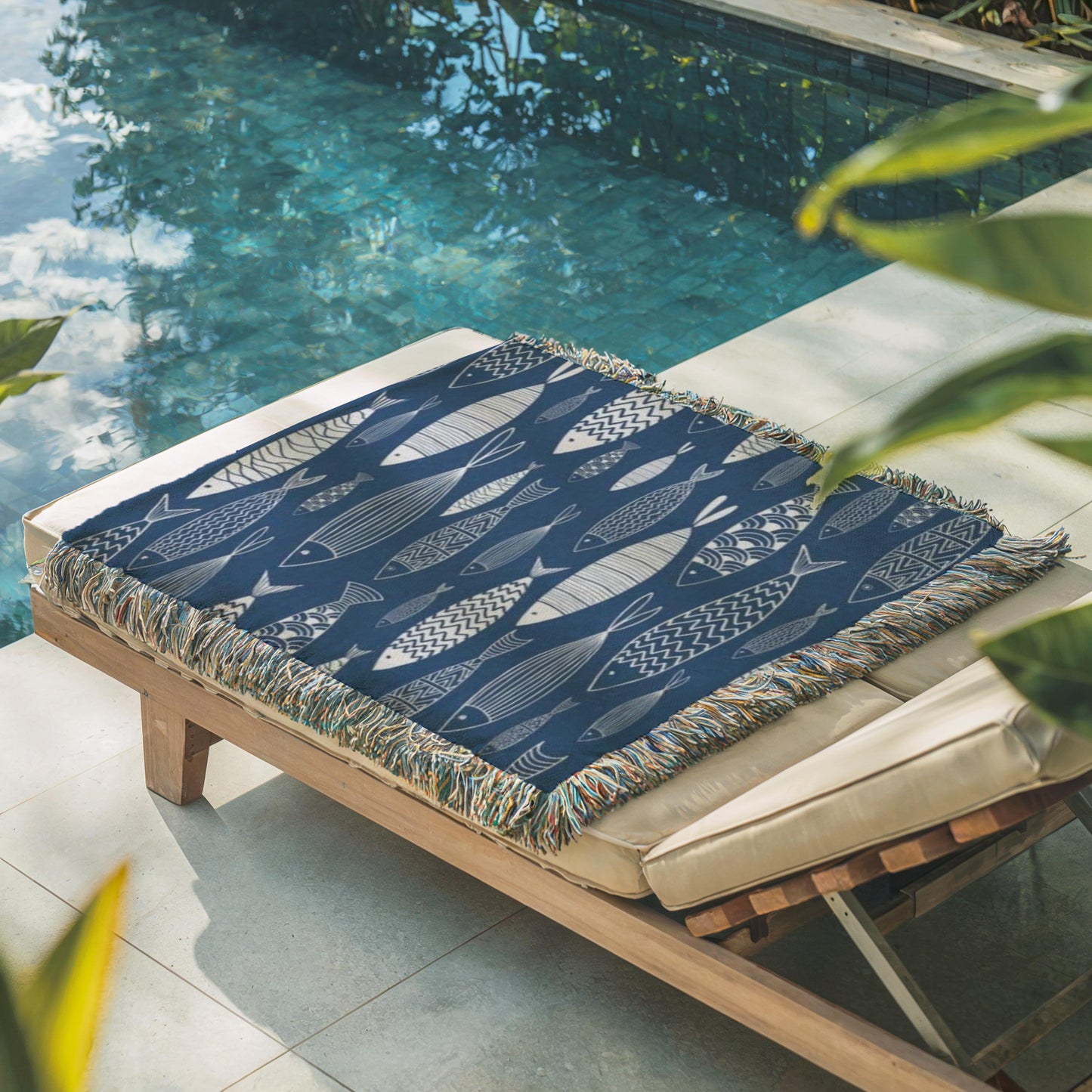 Nautical Blanket – Marine Woven Throw With Striped Fish Design | Coastal Beach Decor