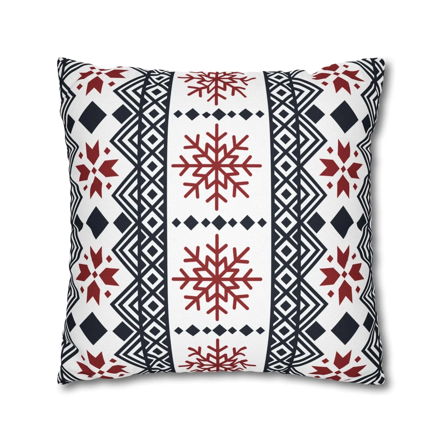 Scandi Pillow Cover – Black Red Snowflake Nordic Cushion | Winter Home Decor
