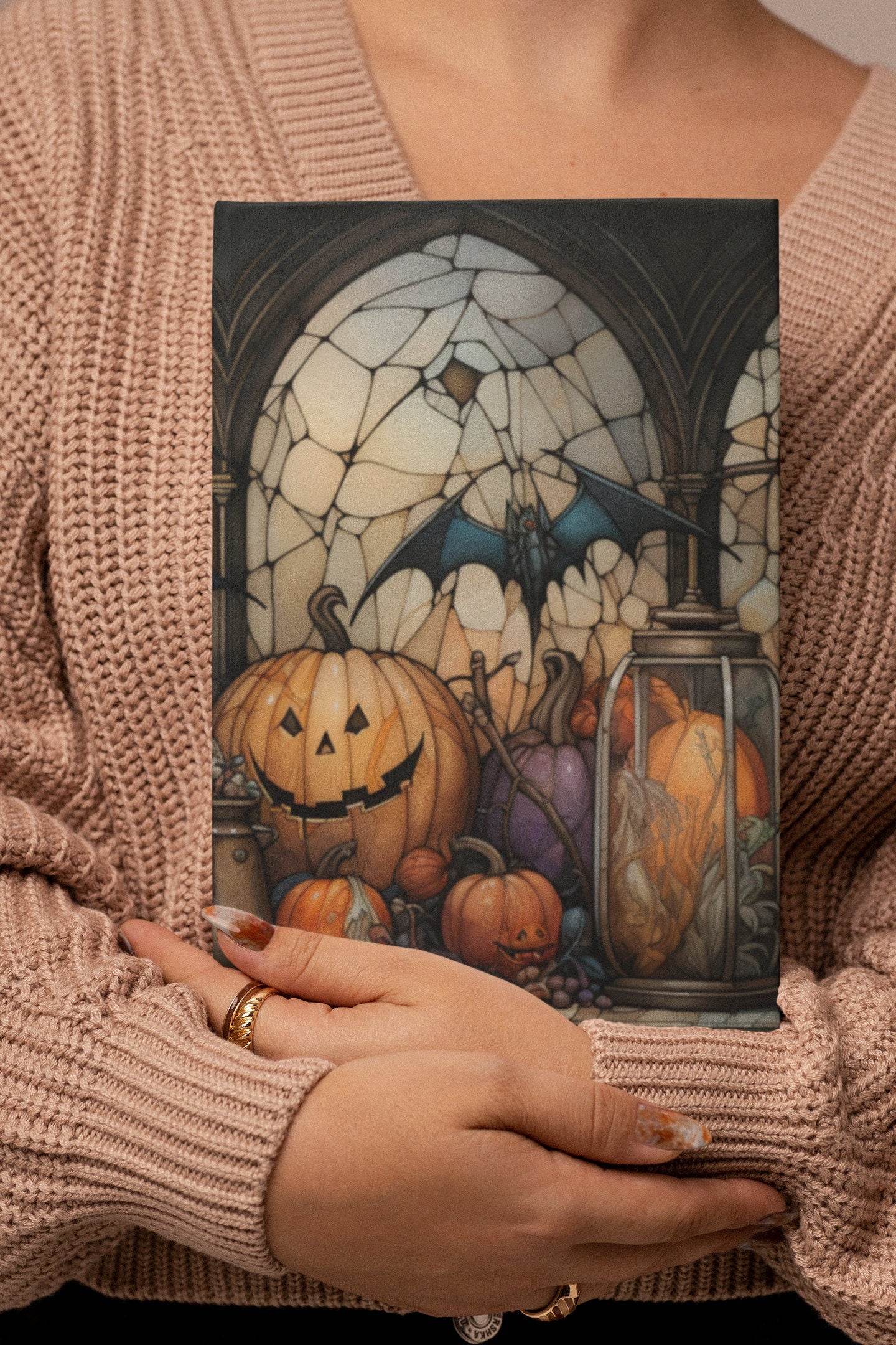 Halloween Notebook - Gothic Pumpkin Bats Design | Matte Finish Hardcover Journal - timelessbohochic.com