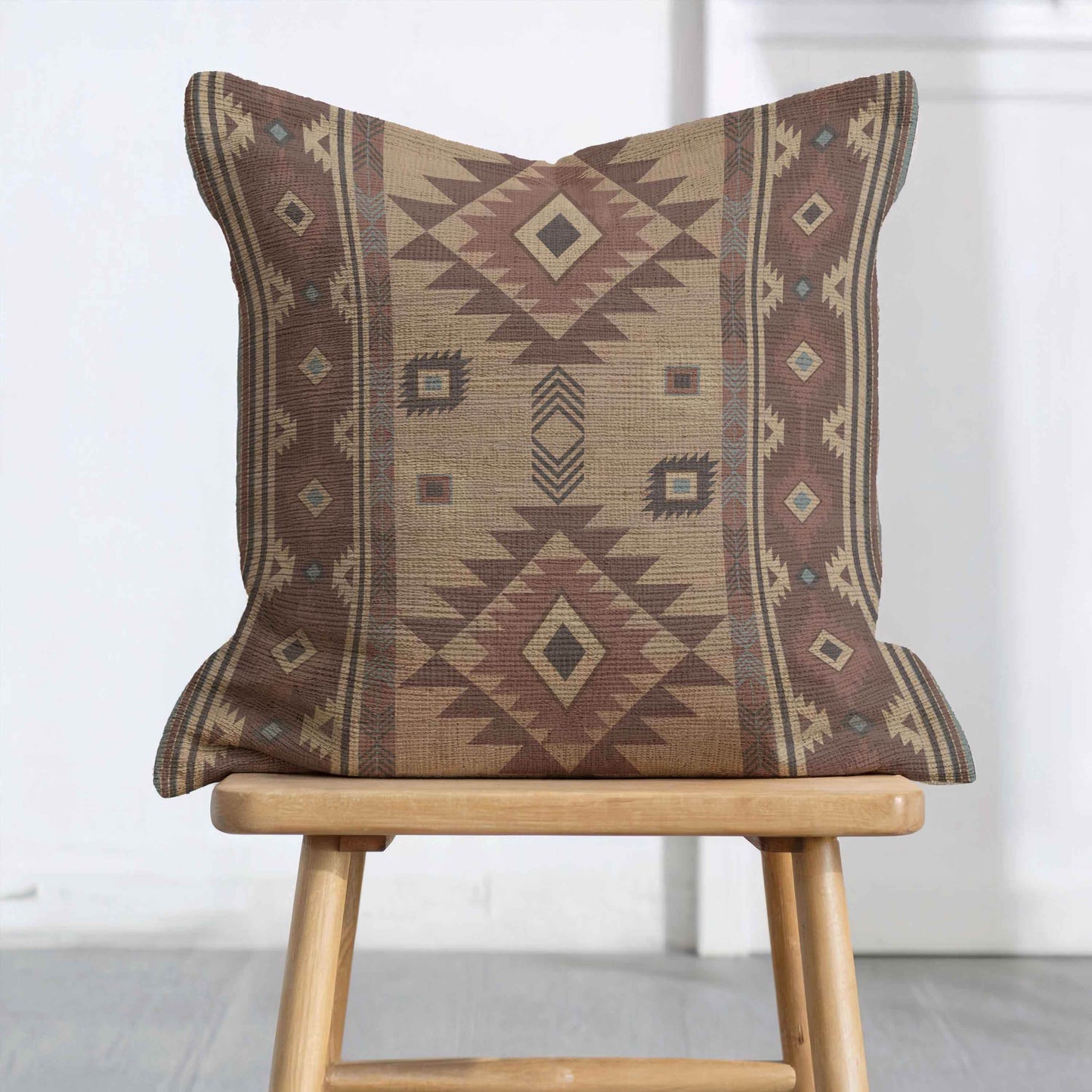 Boho Ikat Pillow – Rustic Cotton Woven Design with Fringed Edges and Soft Texture - timelessbohochic.com