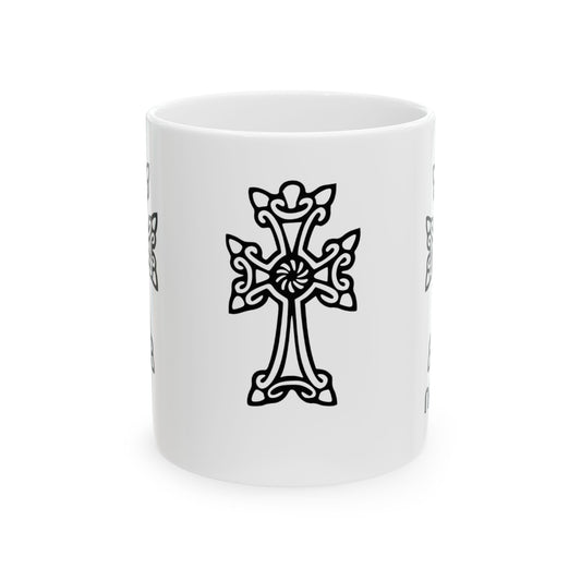 Armenian Cross Ceramic Mug, Faith Inspired Coffee Cup, Personalized