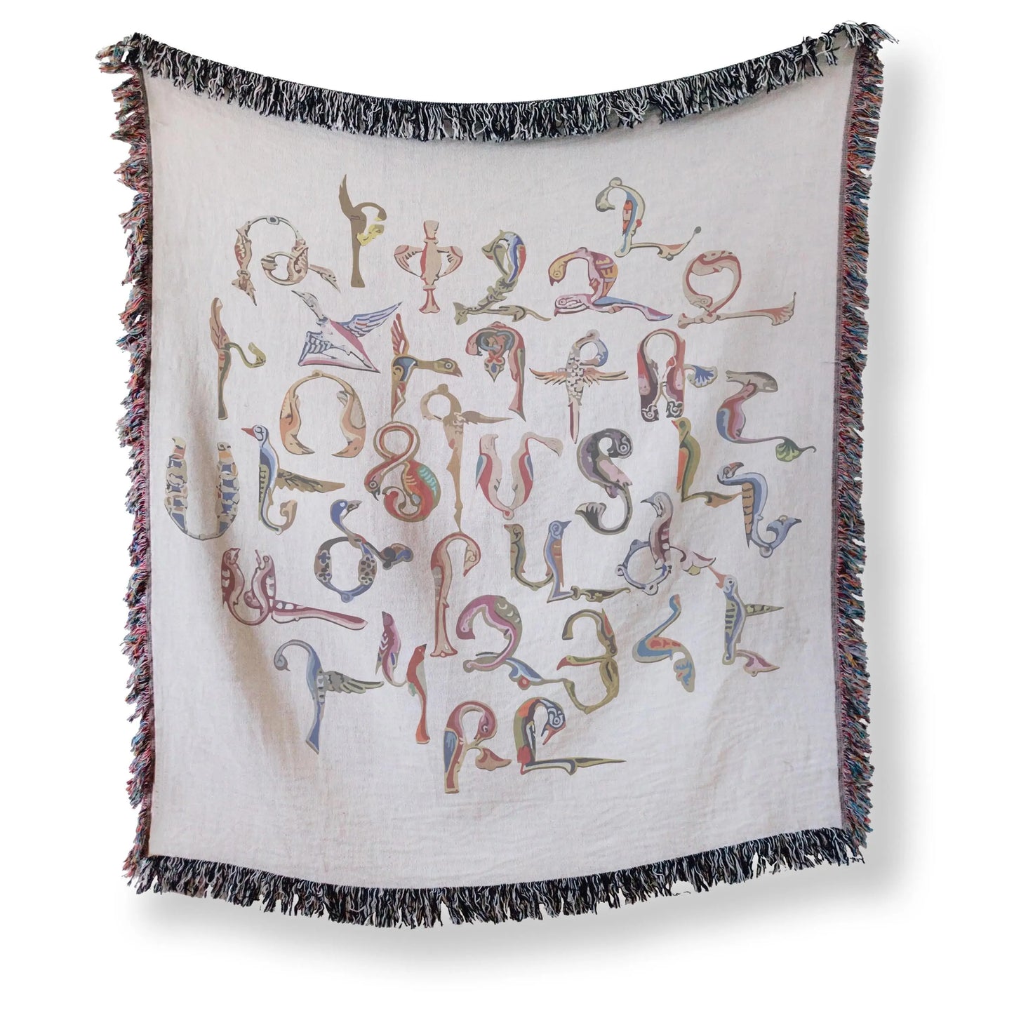 Armenian Heritage Blanket – Cozy Woven Cotton Throw with Haykakan Bird Design