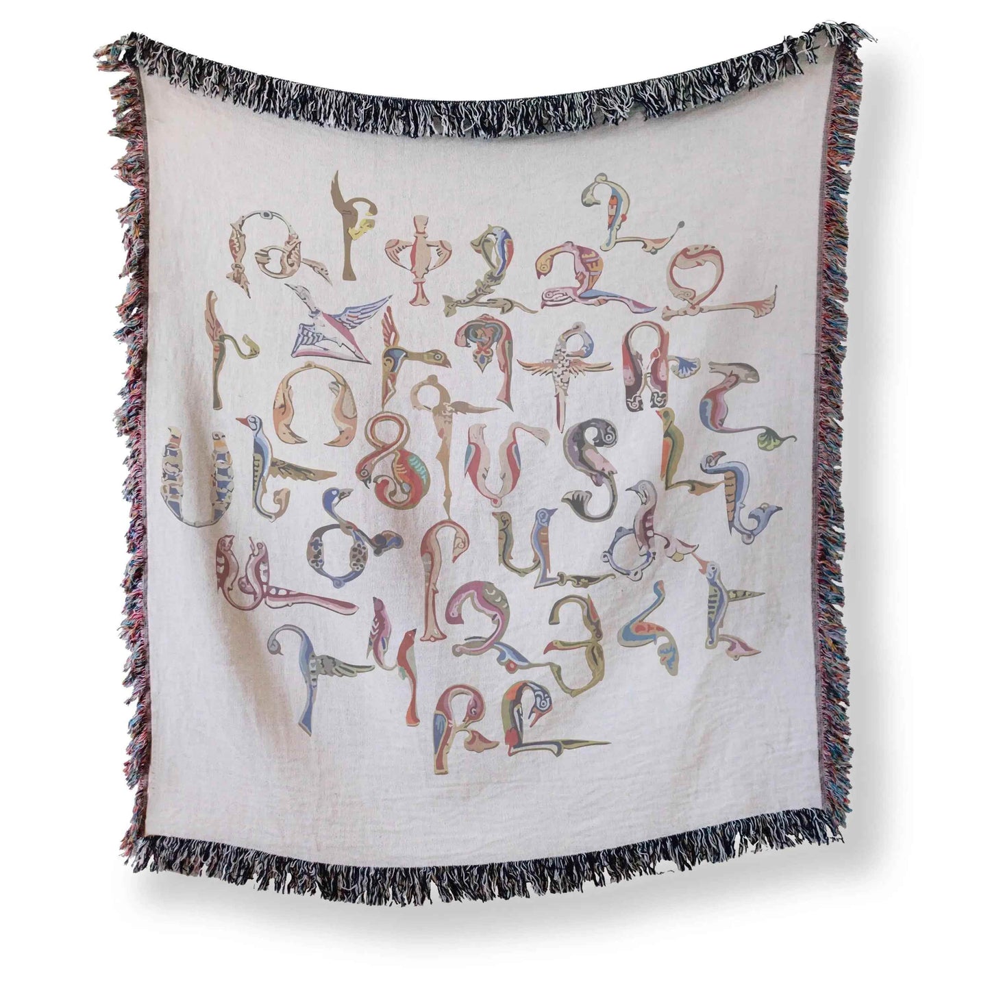 Armenian Heritage Blanket - Cozy Woven Cotton Throw Featuring Haykakan Bird Design - timelessbohochic.com
