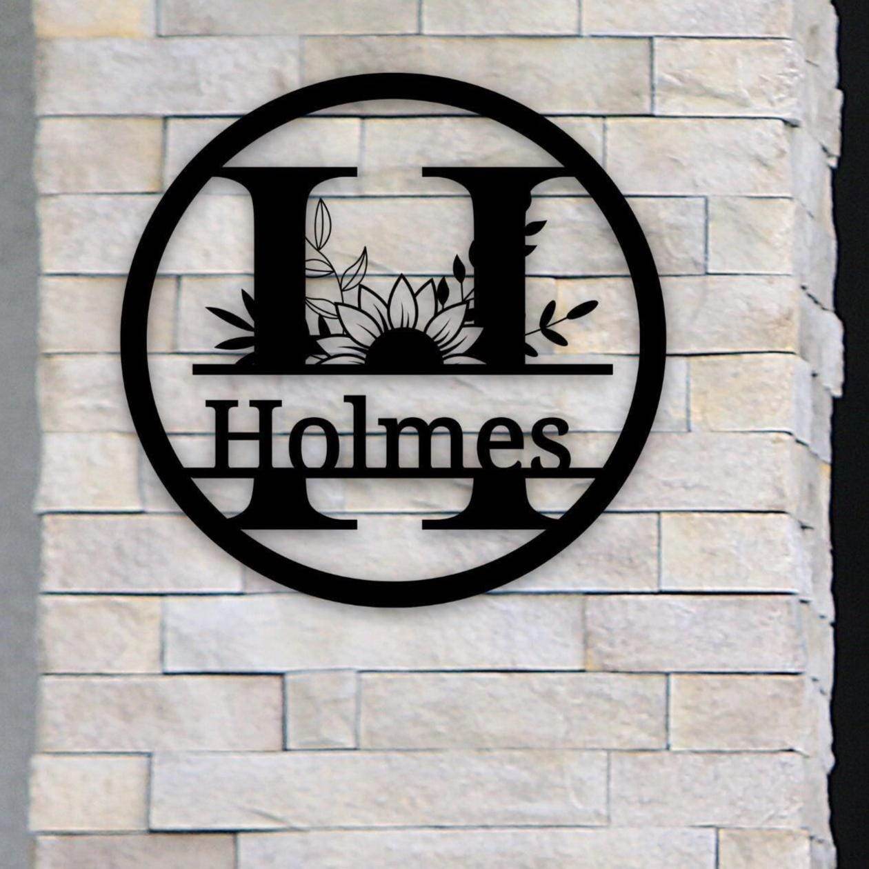 Personalized Door Sign – Custom Metal Wall Hanging with Sunflower Design - timelessbohochic.com