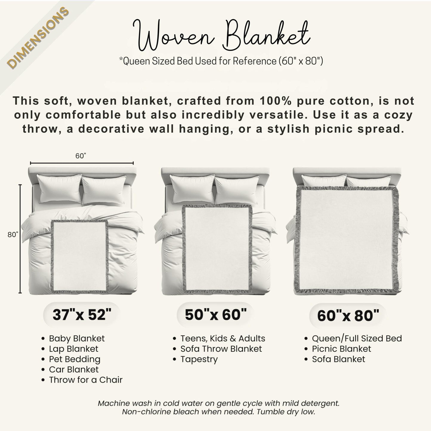 Persian Rug Pillow Blanket - Cotton Throw Blanket & Decorative Cushion Cover | Boho Living Room Decor