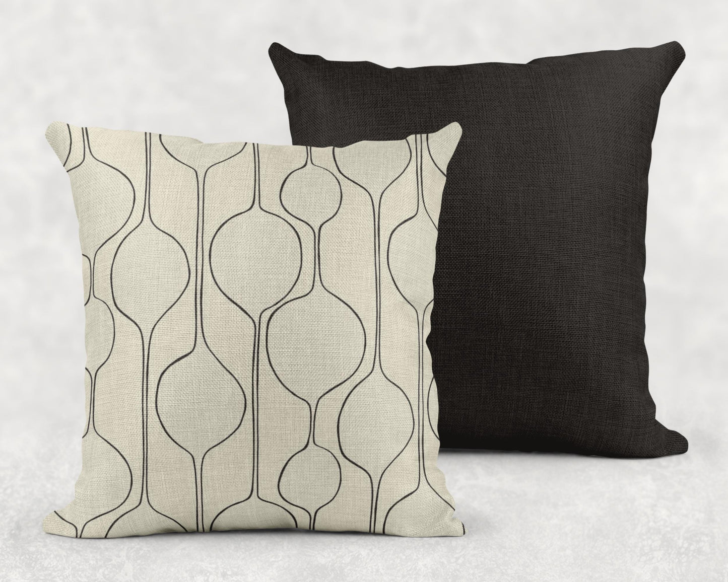 Mid Century Pillow - Woven Throw Pillow With Minimalist Baubles Design | Scandi Home Decor