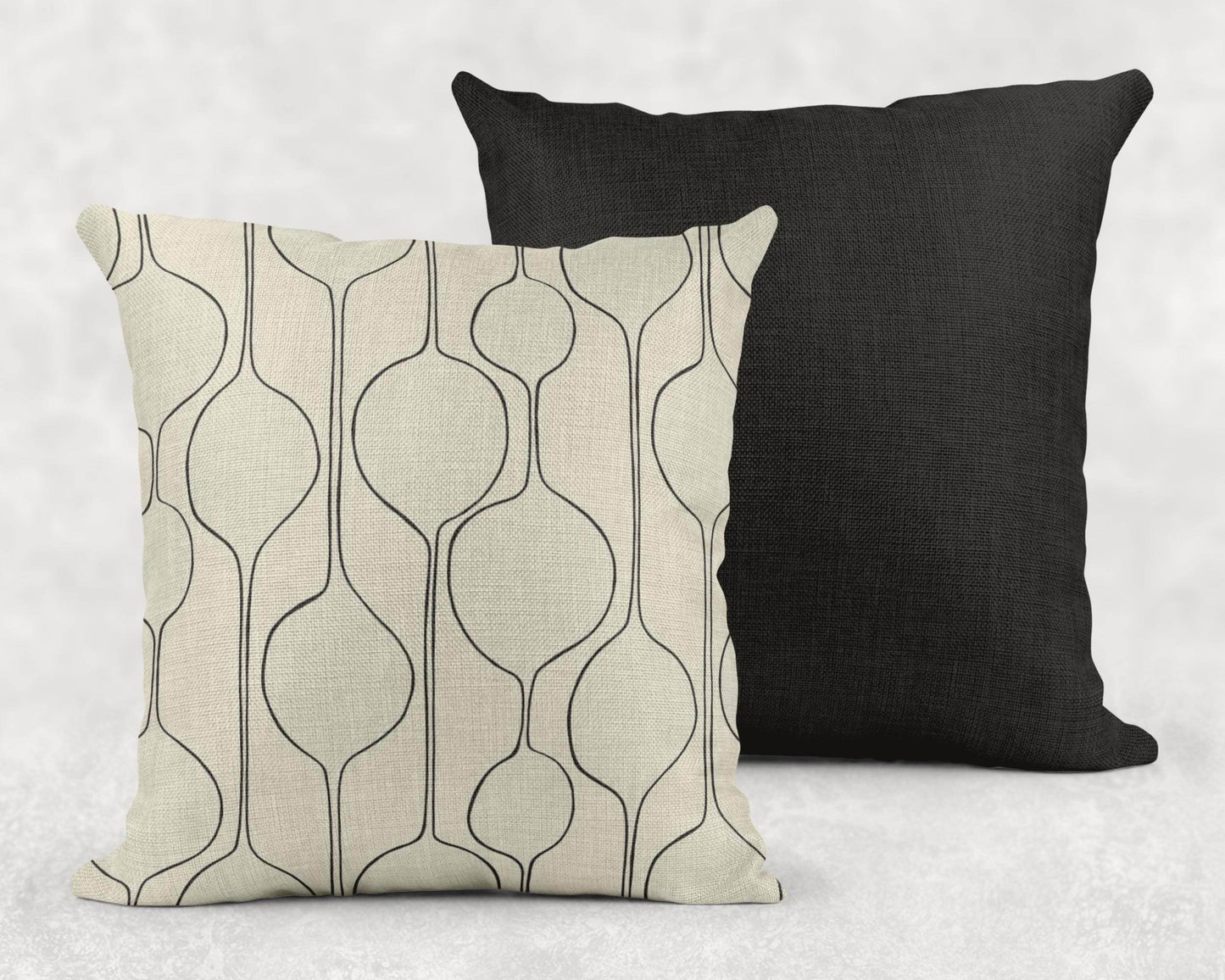 Mid Century Woven Throw Pillow - Minimalist Baubles Design for Scandi Home Decor - timelessbohochic.com