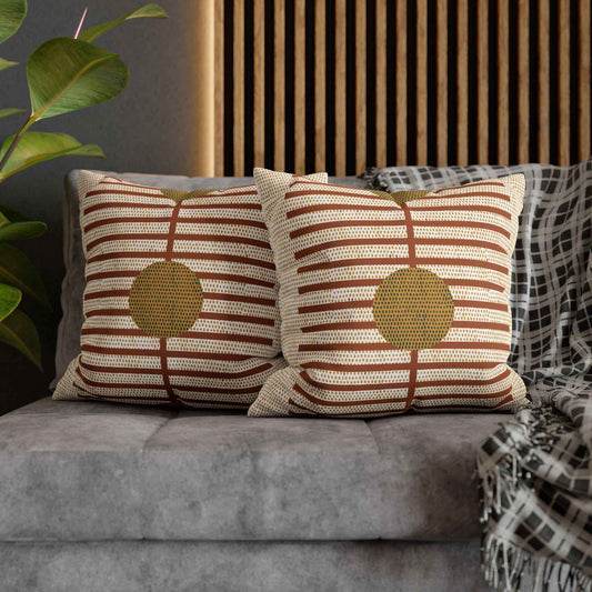 Scandinavian Inspired pillow cover with geometric pattern styled on a sofa or bed