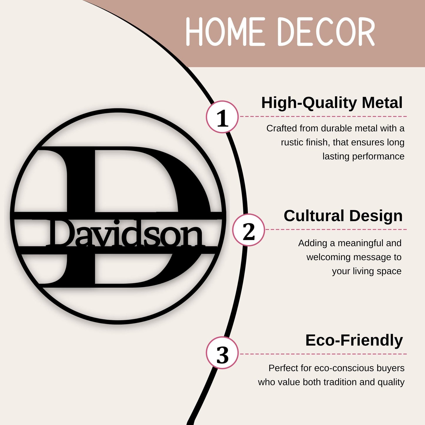 Round Metal Door Sign - Rustic Welcome Sign With Personalized Door Plaque