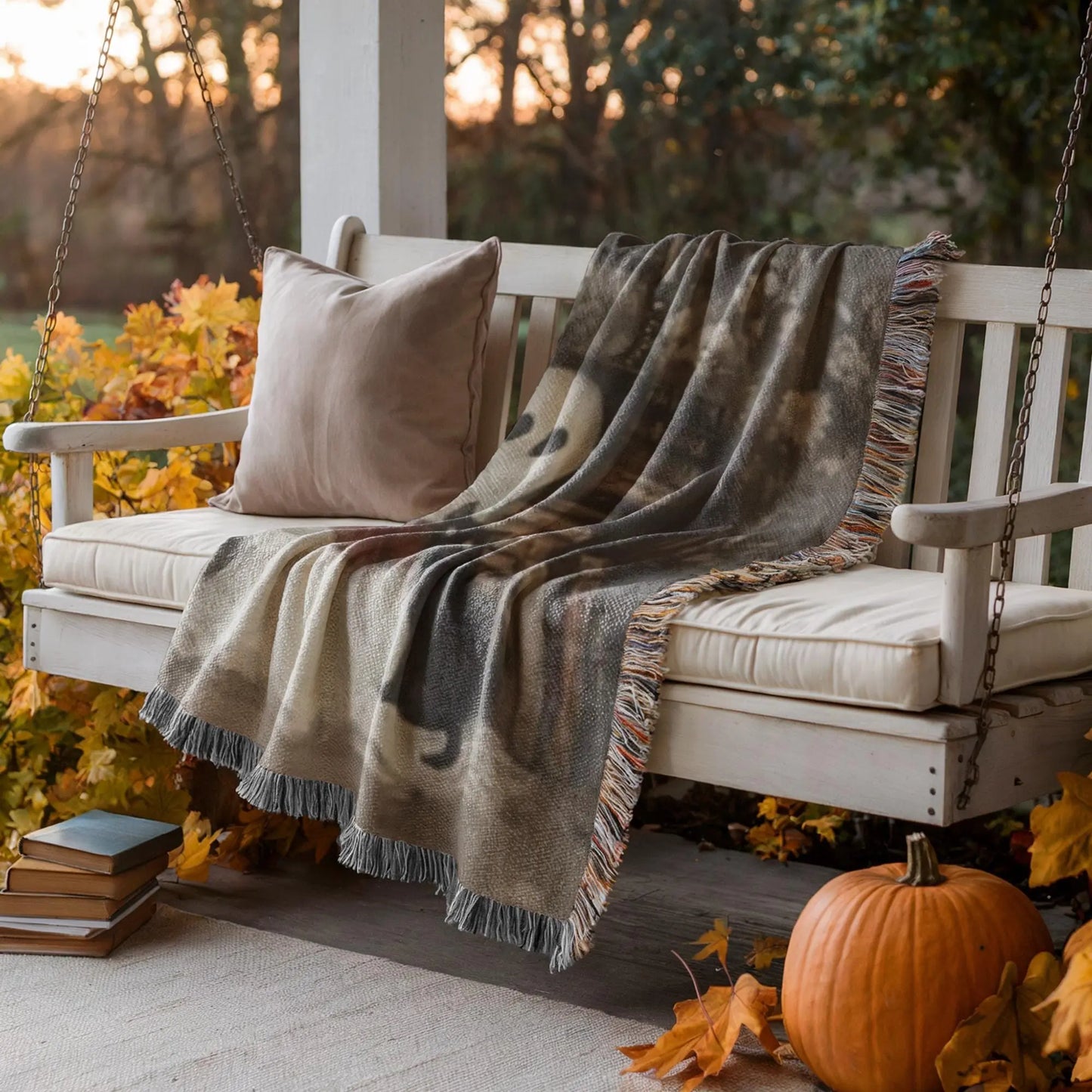 Ghost Book Blanket – Soft Cotton Throw | Cat Cozy Throw | Halloween Home Decor