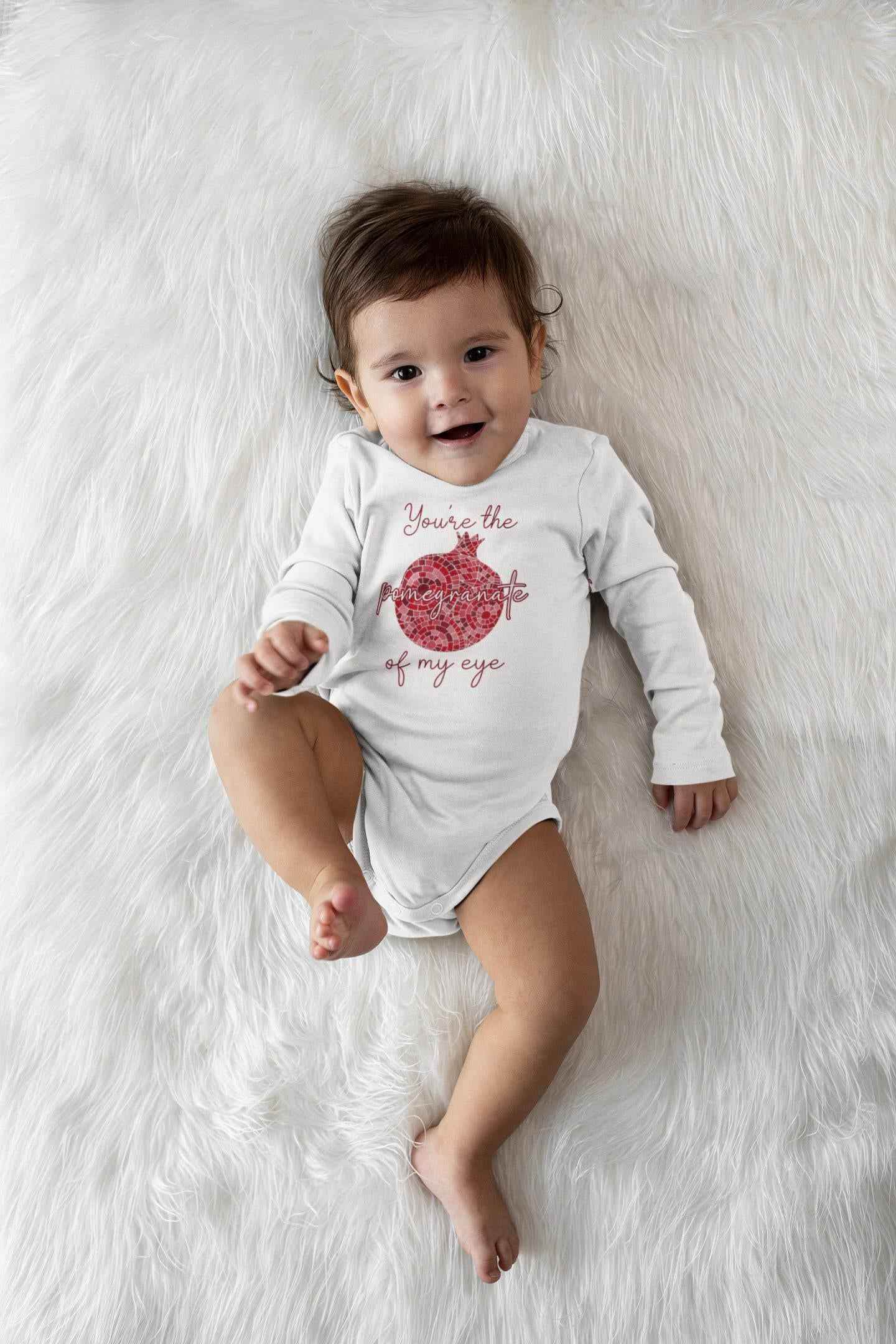 Armenian Baby Bodysuit – Organic Cotton Baby Romper With Pomegranate Design - timelessbohochic.com
