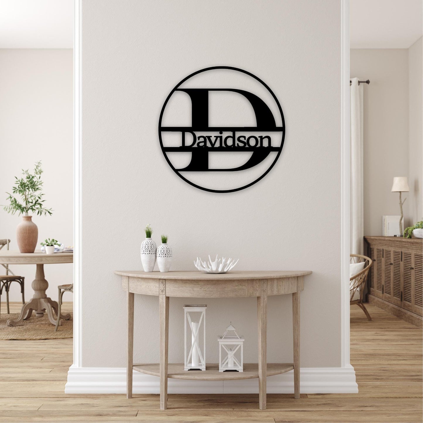 Round Metal Door Sign - Rustic Welcome Sign With Personalized Door Plaque