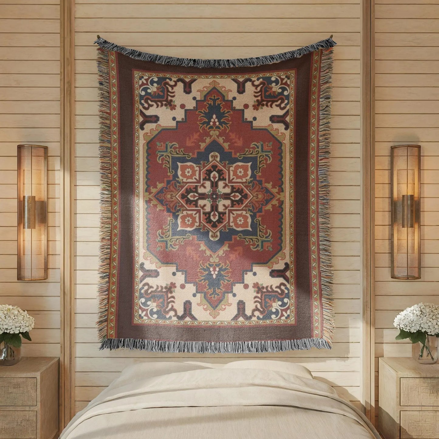 Persian Rug Pillow Blanket Set – Woven Cotton Throw & Decorative Cushion Cover